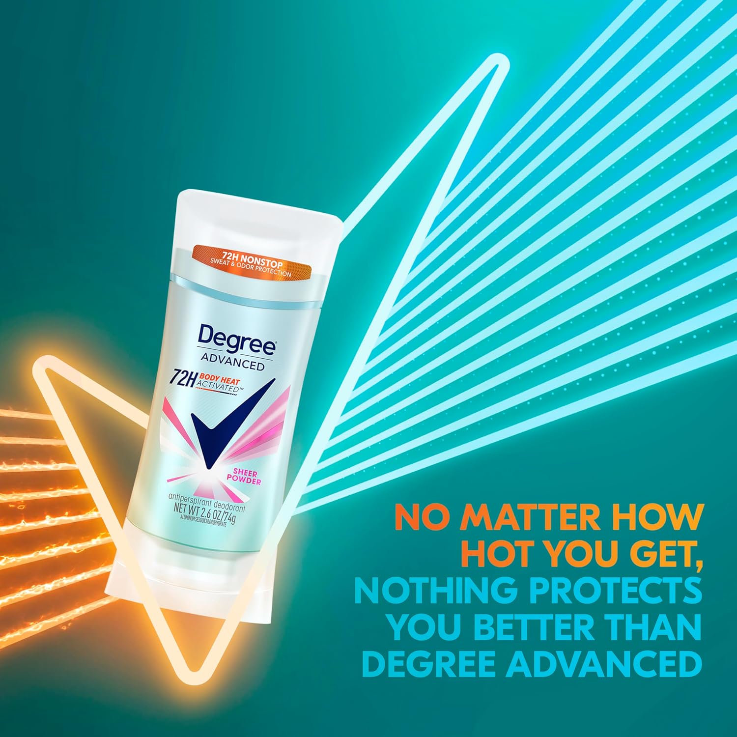 Degree Advanced Protection – Desodorante antitranspirante en polvo transparente para control de sudor y olor de 72 horas para mujeres, con