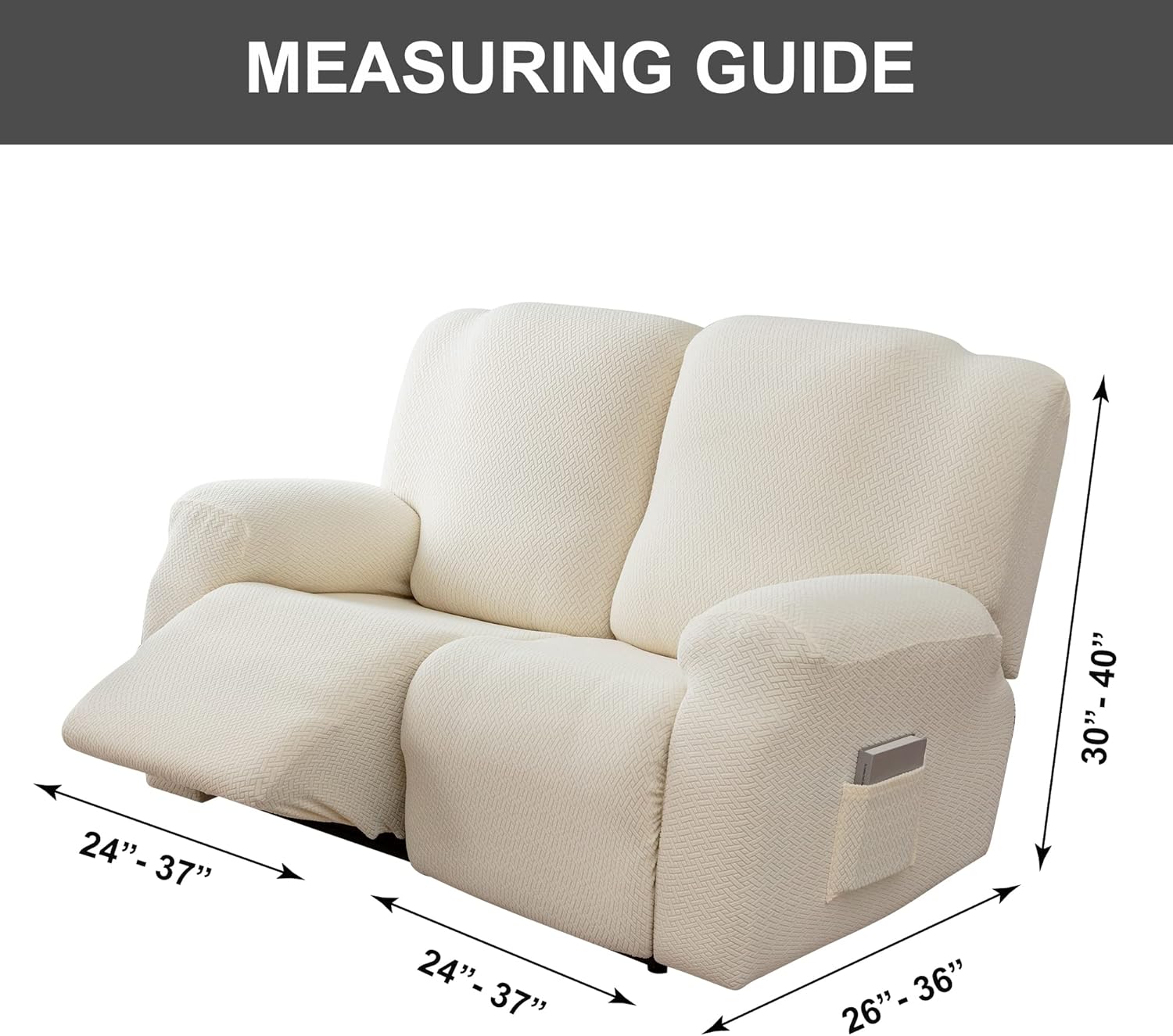 Genina Funda de sofá reclinable para sofá reclinable, funda elástica para sofá reclinable de 2 asientos, protector de muebles de jacquard grueso