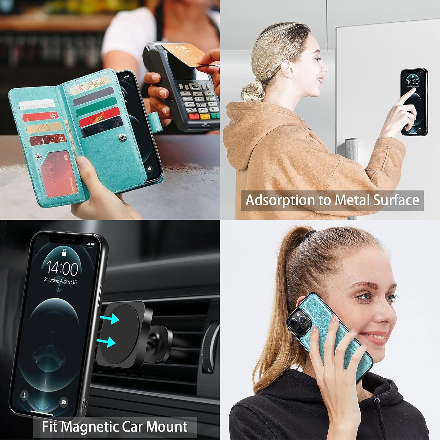 Varikke Funda tipo cartera para iPhone 11, funda magnética desmontable con tarjetero y soporte y correa de muñeca para iPhone 11 6.1 pulgadas, funda