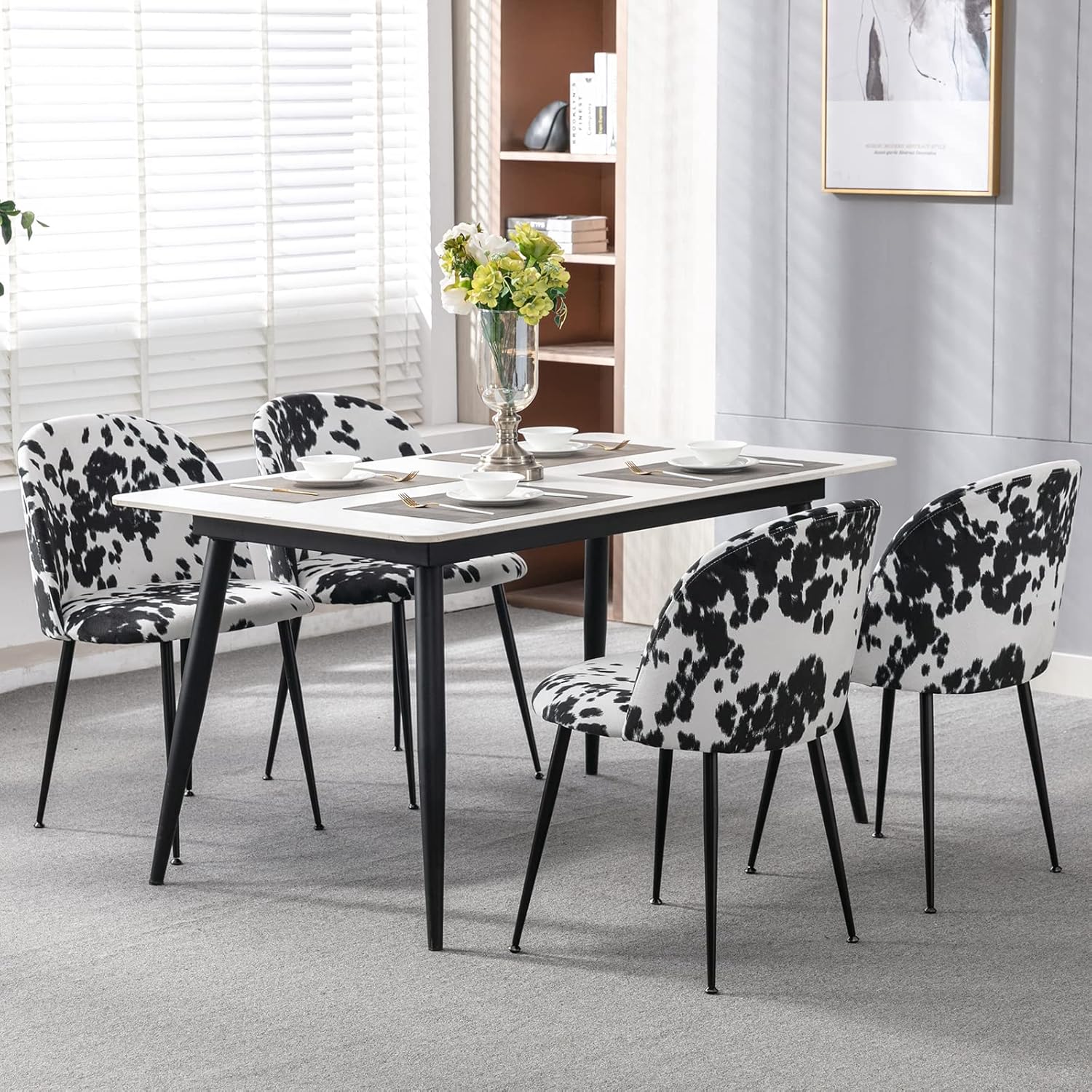 Guyou Juego de 2 sillas de comedor tapizadas de tela, sillas laterales modernas para invitados, respaldo redondo, sillas decorativas modernas con