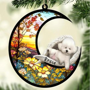 Atrapasoles personalizado para perros Bichon Frise, adorno de Navidad con nombre, atrapasueños de mascotas, regalos para los amantes de los perros, Atrapasoles personalizado para perros Bichon Frise, adorno de Navidad con nombre, atrapasueños de mascotas, regalos para los amantes de los perros,
