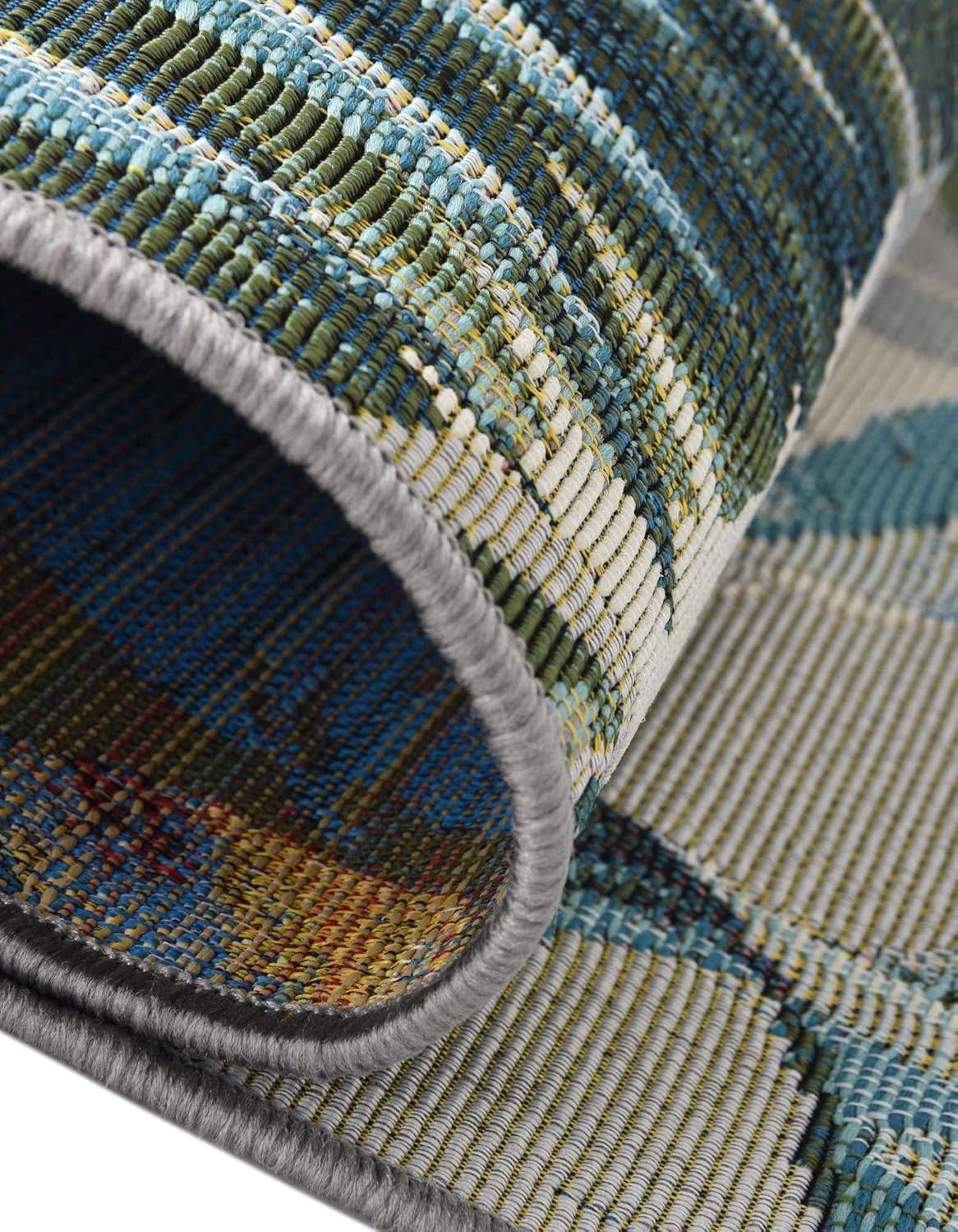 Unique Loom Outdoor Botanical Collection – Alfombra rectangular de 6 pies 1 pulgada x 9 pies, multicolor y gris