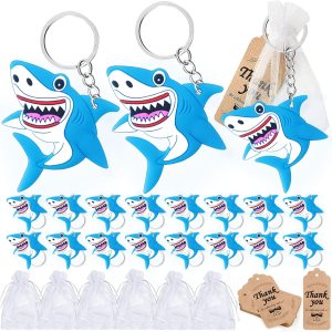 Paquete de 60 decoraciones de fiesta del mundo marino para invitados, 20 llaveros de tiburón, 20 etiquetas y 20 bolsas de regalo para fiestas bajo Paquete de 60 decoraciones de fiesta del mundo marino para invitados, 20 llaveros de tiburón, 20 etiquetas y 20 bolsas de regalo para fiestas bajo