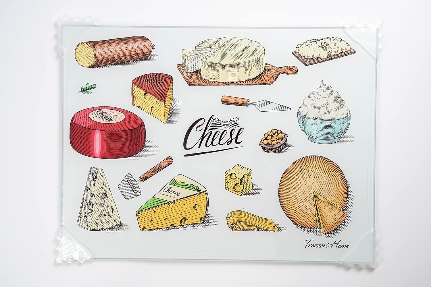 Tabla de cortar de vidrio templado para cocina y servir, 15.75 x 11.81 pulgadas, tabla de cortar decorativa grande fácil de limpiar, extremadamente