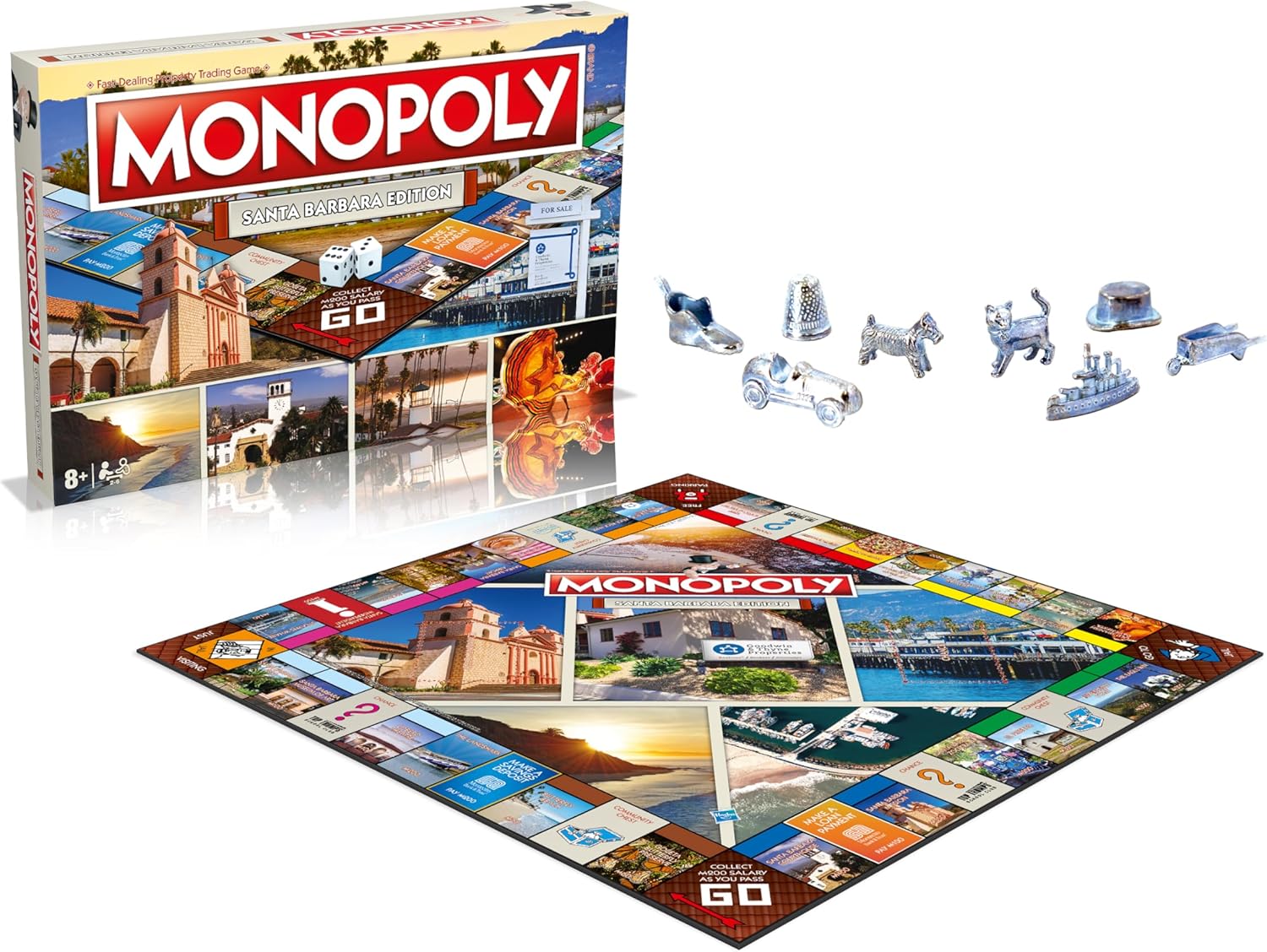 Santa Barbara Monopoly Family – Juego de mesa para 2 a 6 jugadores, adultos y niños a partir de 8 años, compra, vende e intercambia tu camino hacia