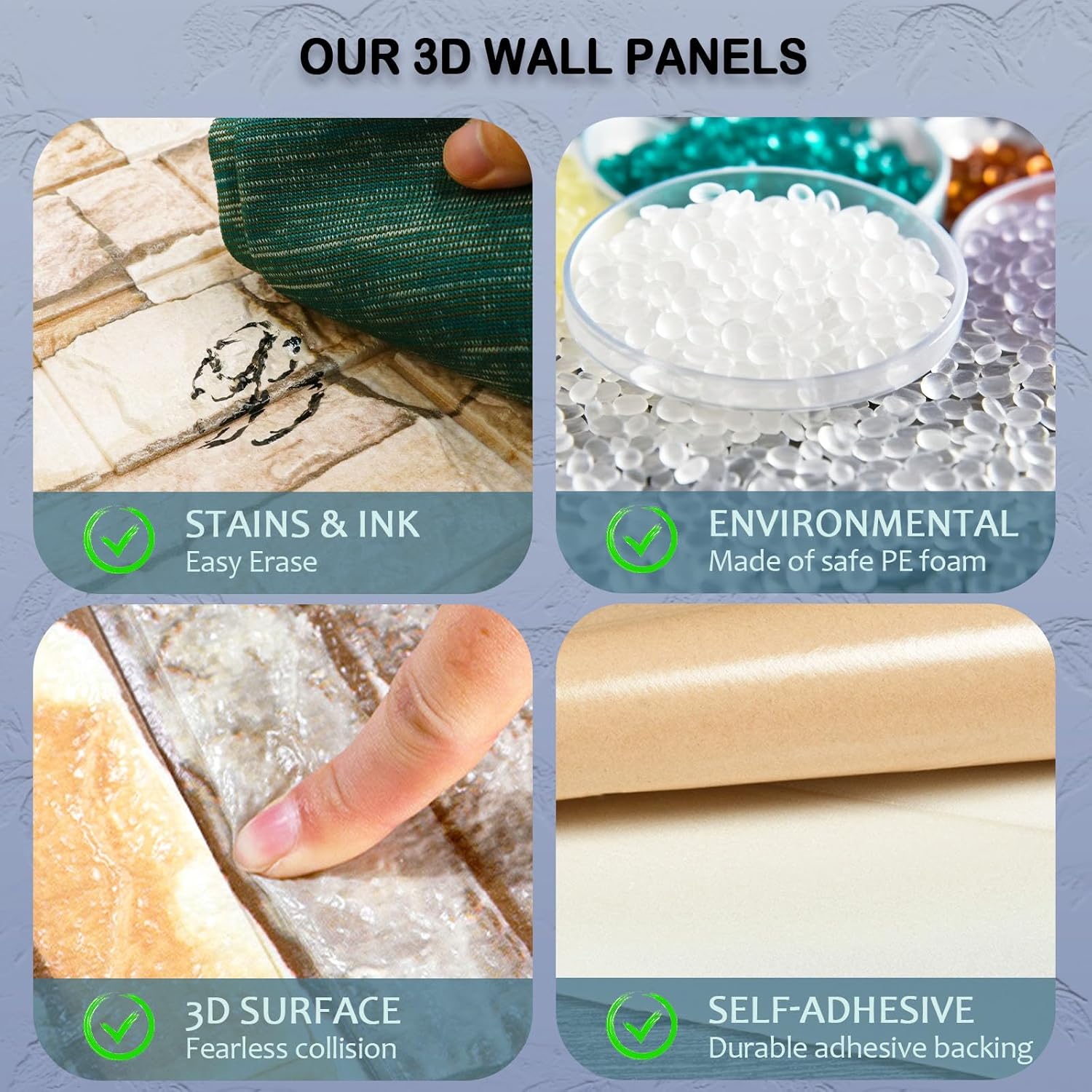 QT-0002 – Paneles de pared 3D autoadhesivos para despegar y pegar, azulejos de pared de espuma de ladrillo sintético para sala de estar, cocina,