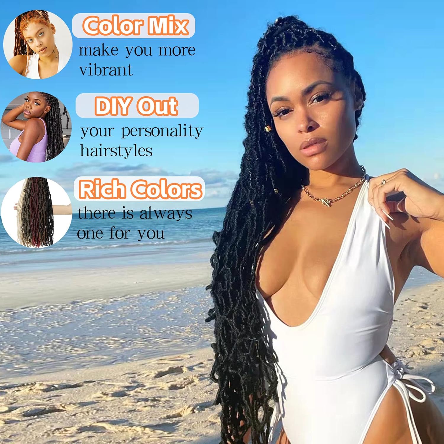 Rastas de cabello sintético de ganchillo, extensiones suaves de 22 pulgadas, 7 paquetes de rastas suaves preenrolladas para mujeres negras,