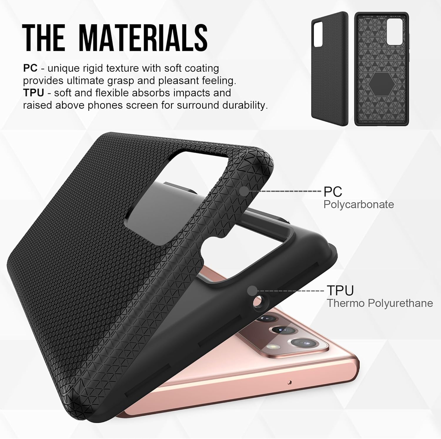 AYMECL Funda para Galaxy Note 20 – Textura de malla, grado militar, resistente a las caídas doble funda protectora para Samsung Galaxy Note 20, LW