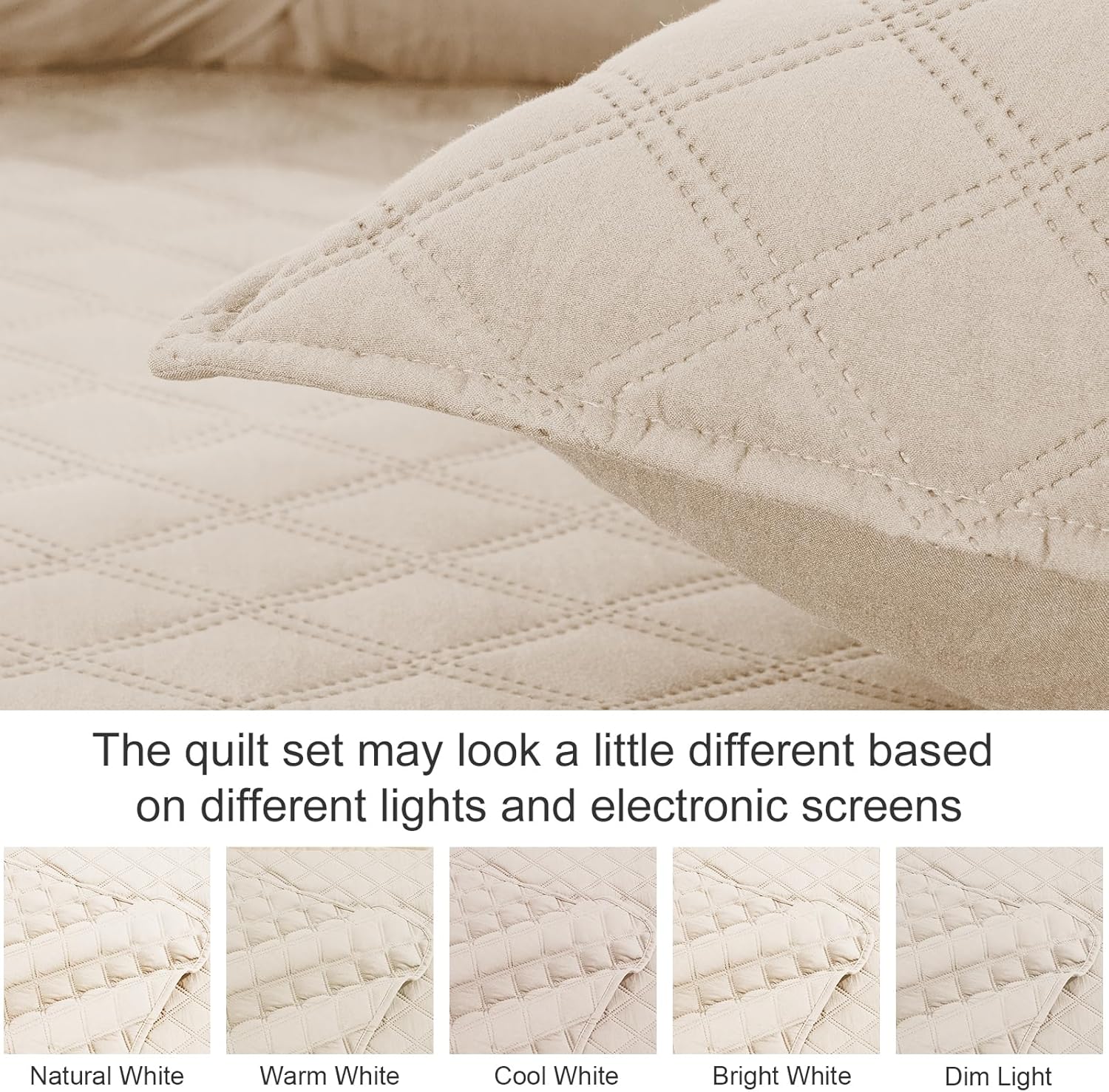 Exclusivo Mezcla Juego de edredón tamaño individual, colcha suave de hueso beige para todas las estaciones, juego de ropa de cama ligero y moderno