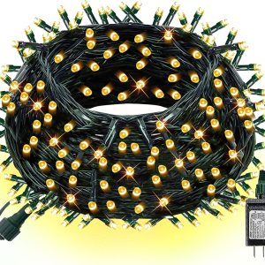 Dazzle Bright – Guirnalda de 300 luces LED para Navidad de 100 pies con 8 modos, conectables, impermeables, cable verde, decoraciones para Dazzle Bright – Guirnalda de 300 luces LED para Navidad de 100 pies con 8 modos, conectables, impermeables, cable verde, decoraciones para