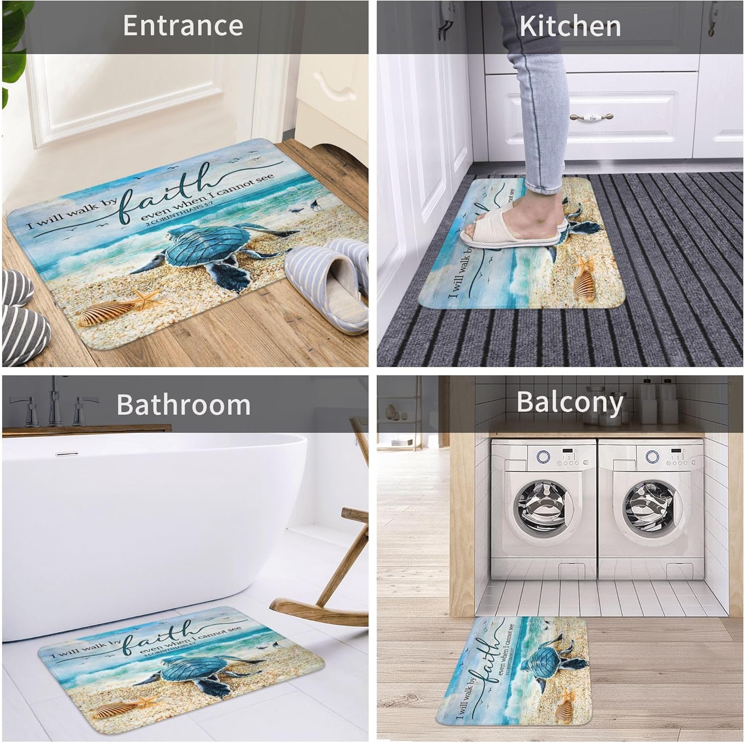 Alfombra de baño de tortuga marina, alfombra de baño náutica costera, alfombra de baño antideslizante, decoración de baño, alfombra de baño de