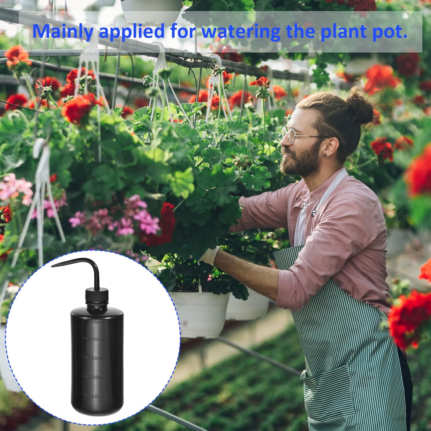 Paquete de 2 botellas exprimibles, botellas de lavado de riego de plantas, punta doblada, para interiorexteriorjardín (16.9 fl oz, negro)