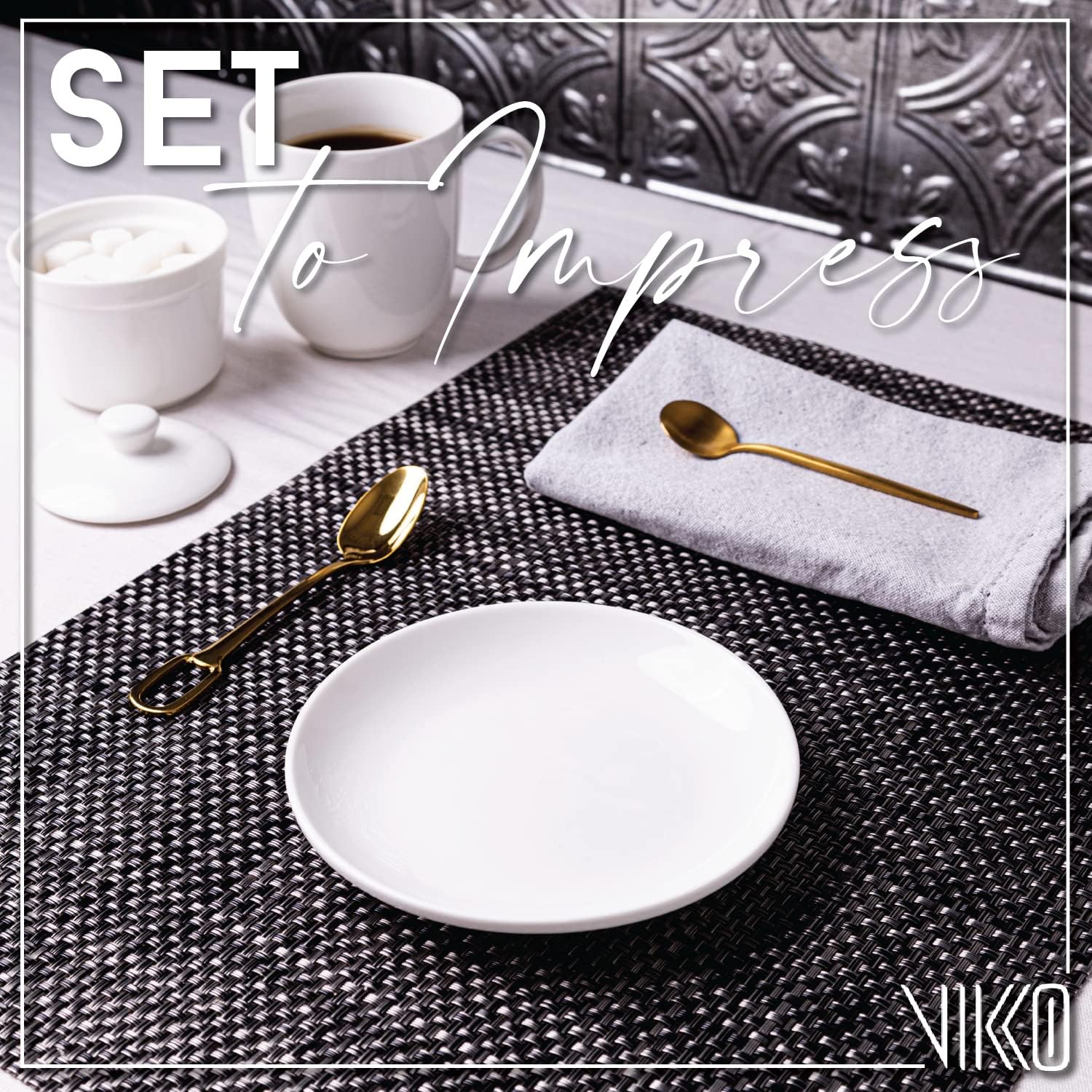 Vikko Plato de postre, juego de 4 platos blancos, porcelana fina, platos de postre apilables de 6 pulgadas, apto para lavavajillas