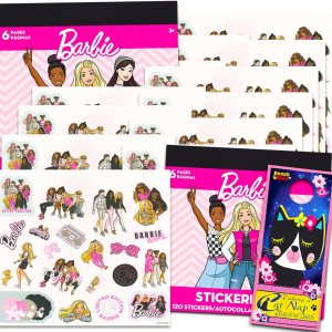 Barbie – Juego de calcomanías para niñas, paquete con 12 hojas de calcomanías de Barbie para recuerdos de fiesta y colgador de puerta, suministros Barbie – Juego de calcomanías para niñas, paquete con 12 hojas de calcomanías de Barbie para recuerdos de fiesta y colgador de puerta, suministros