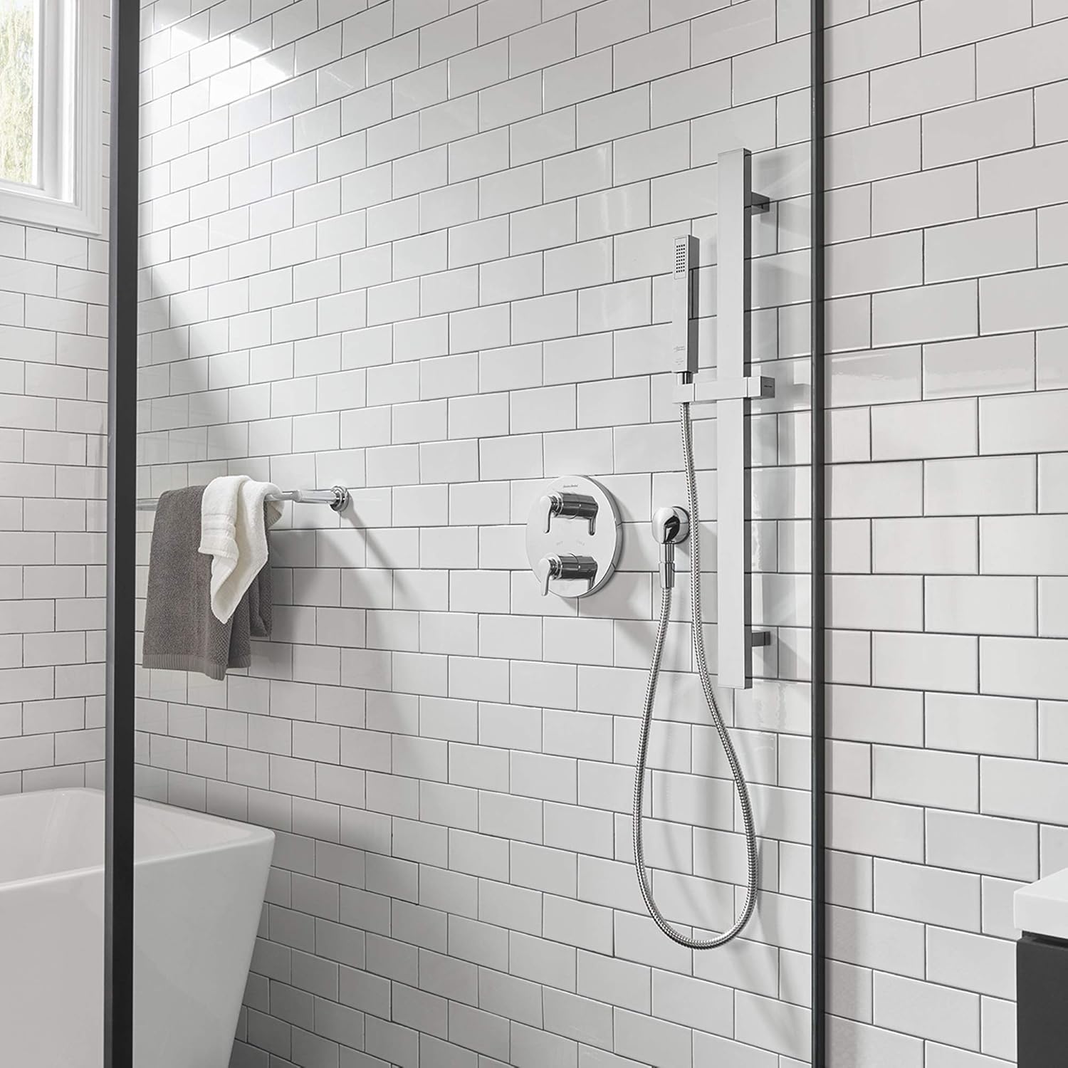 American Standard T105740.002 Studio S – Kit de ajuste de válvula termostática de 2 manijas, cromo pulido
