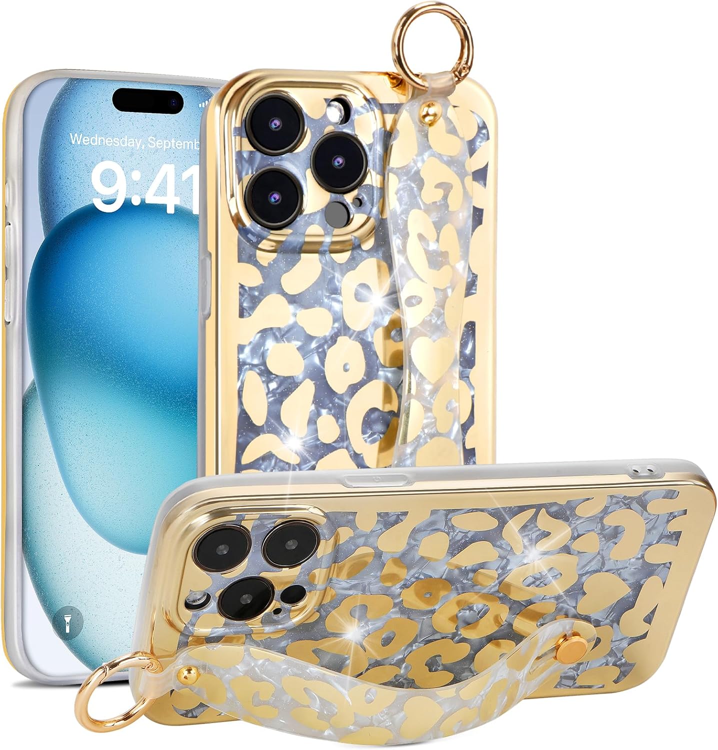 Funda para iPhone 13 Pro con función atril para Apple iPhone 13 Pro de 6.1 pulgadas (patrón de piel de leopardo)