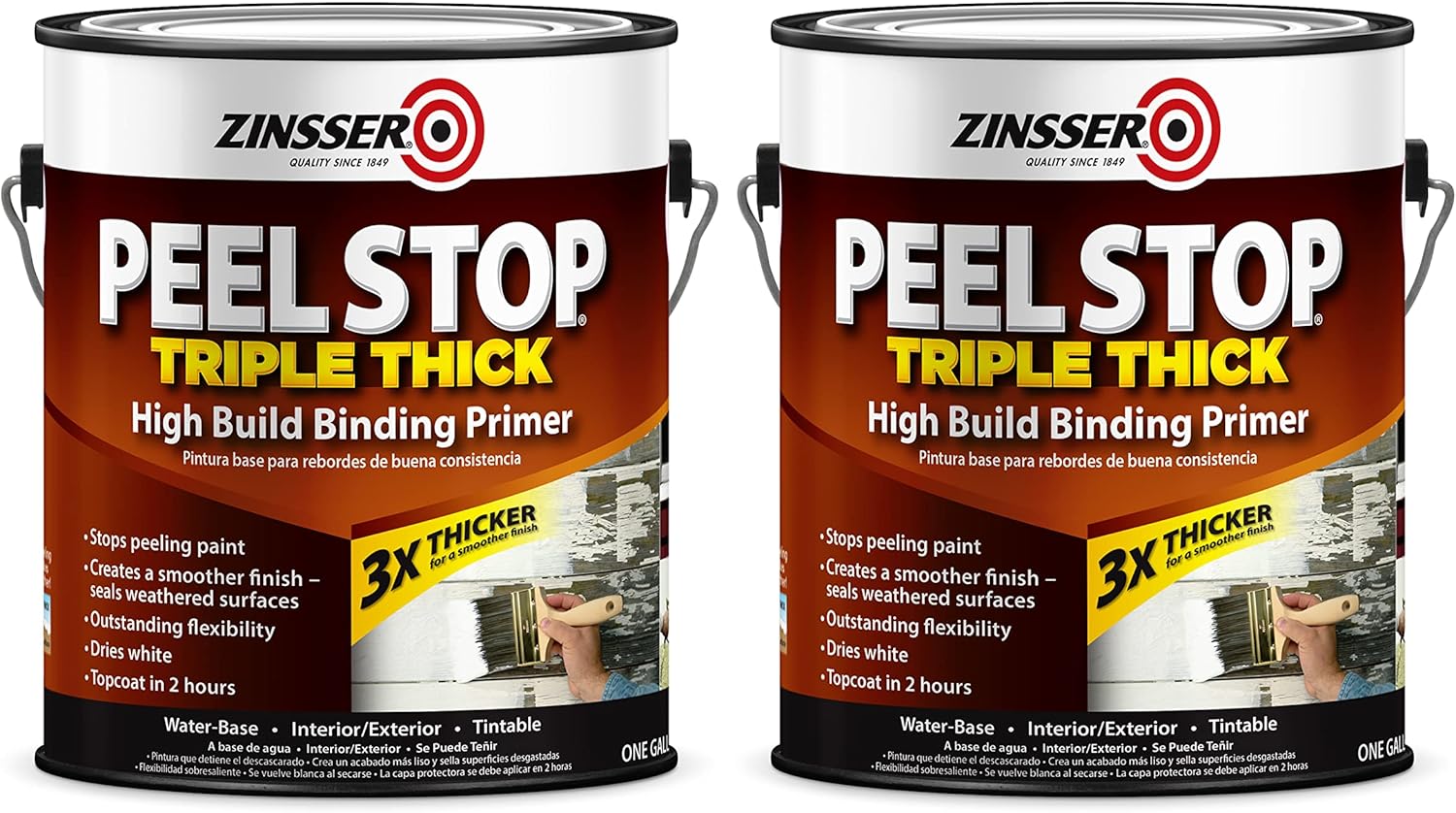 Zinsser 260924-2PK – Imprimación de encuadernación triple gruesa Peel Stop, galón, transparente, paquete de 2