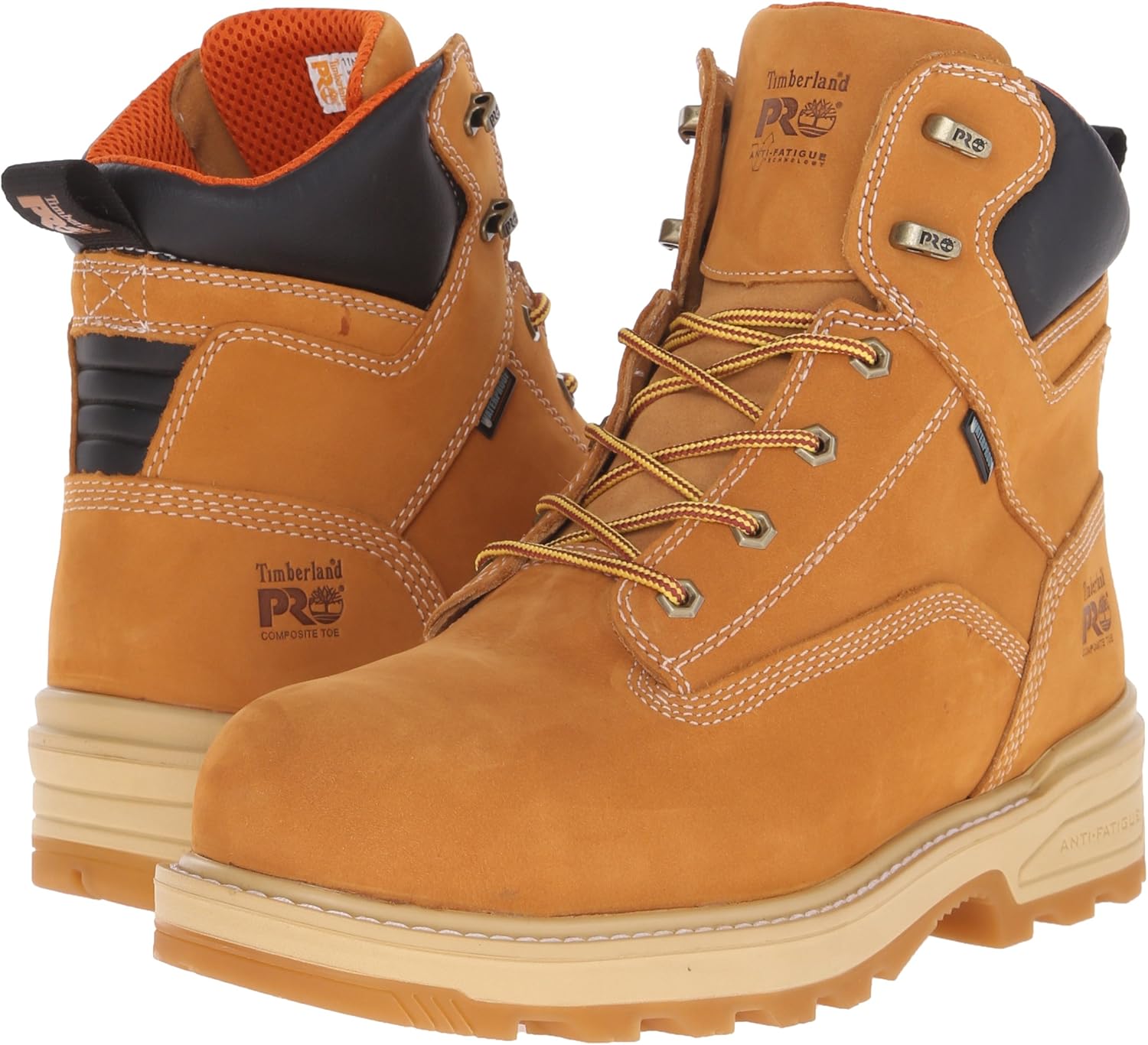 Timberland PRO Botas de trabajo resistentes de 6 pulgadas con puntera compuesta impermeable y aisladas, para hombre, Marrón