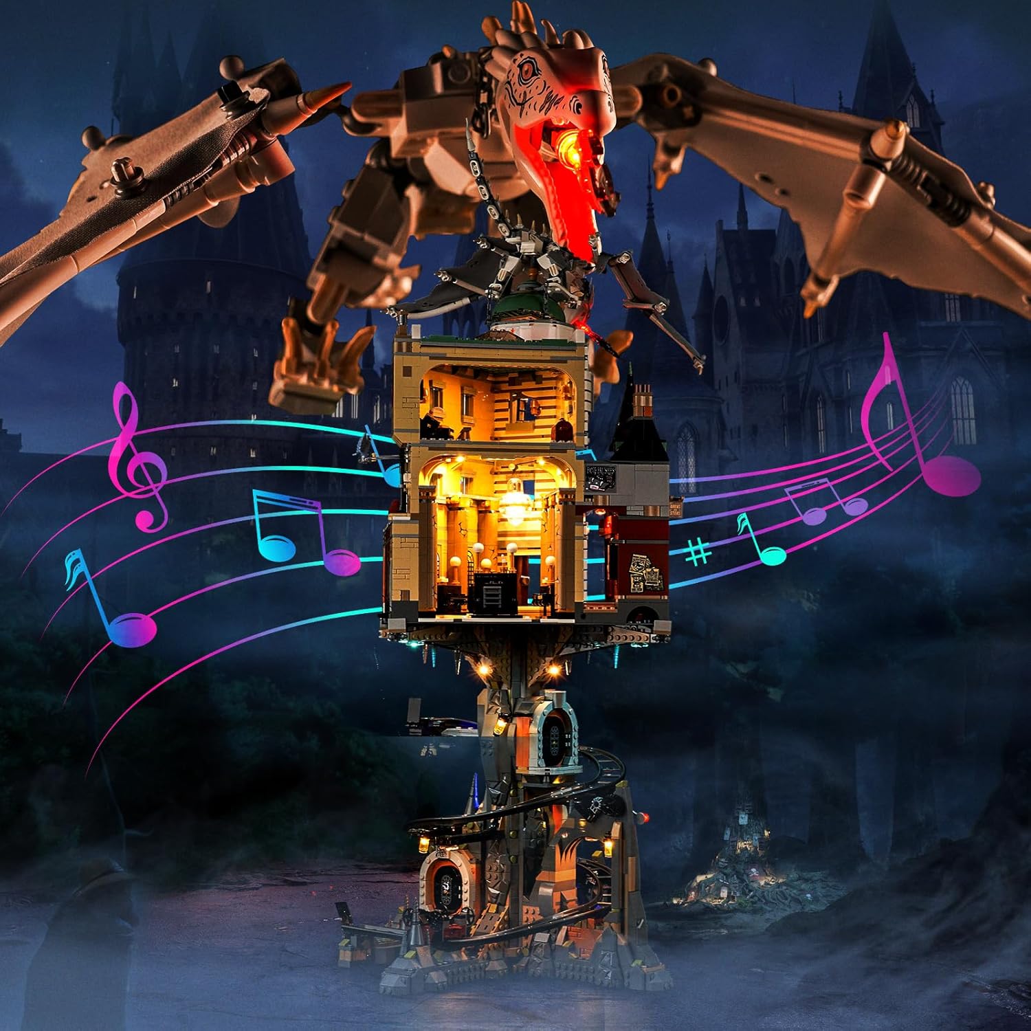 BrickBling Kit de iluminación LED para Lego Gringotts Wizarding Bank Juego de construcción, luces musicales Verison compatibles con Lego 76417, solo