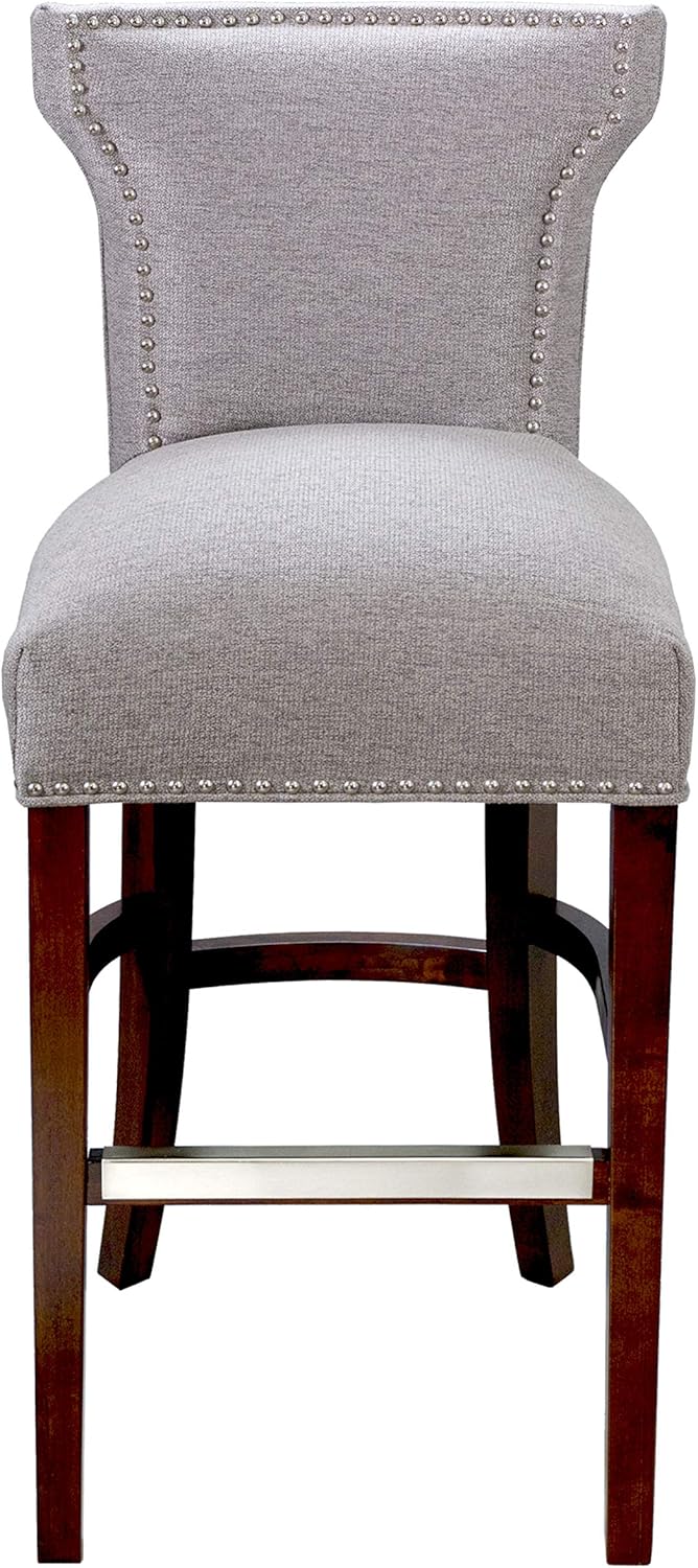 Sole Designs Bella Wingback – Taburetes de bar de altura de mostrador para isla de cocina o pub en casa, moderno taburete tapizado sin brazos con