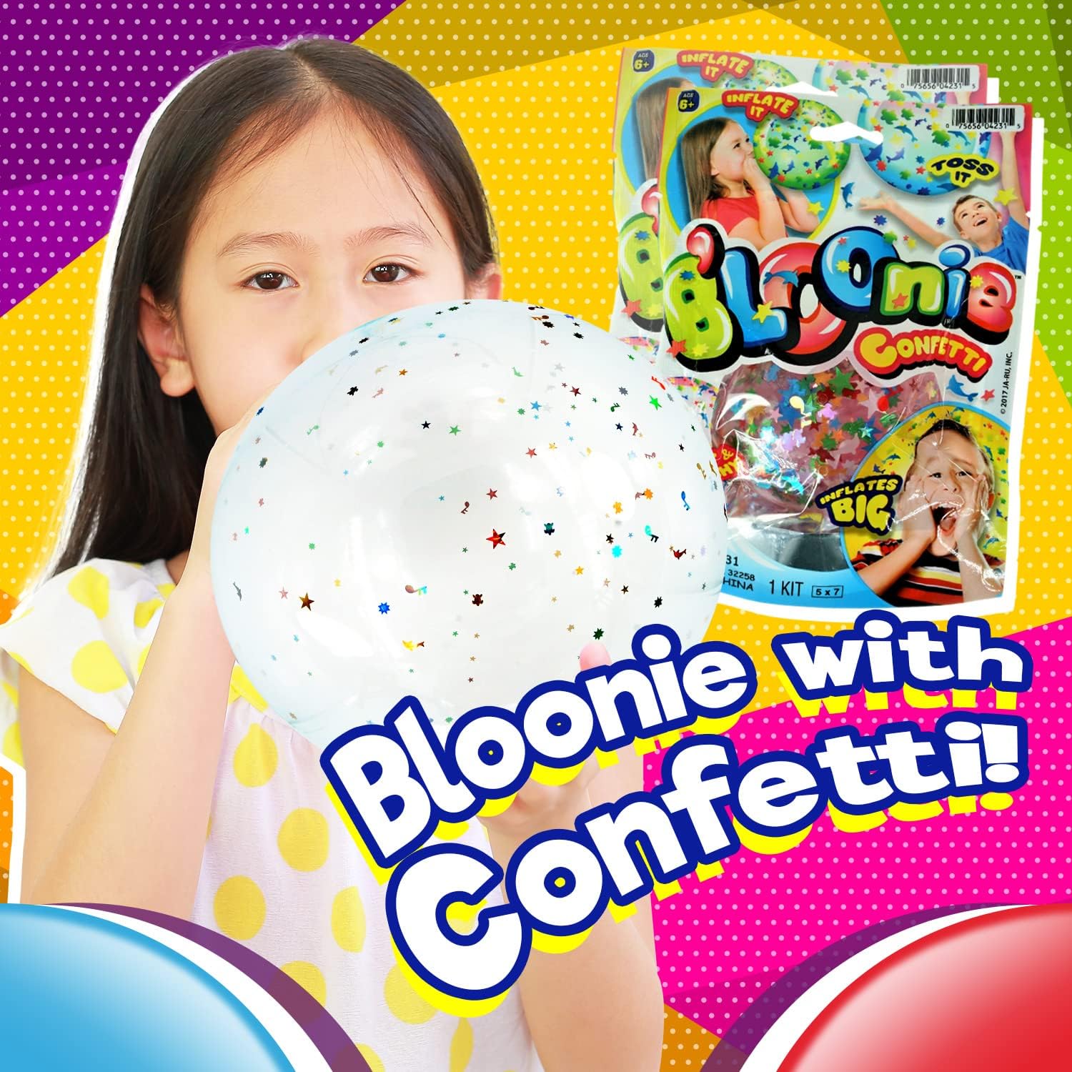 JA-RU Globos inflables de confeti (1 bola de confeti) Burbuja rellena de purpurina de confeti transparente para niños y adultos. Juguete de verano