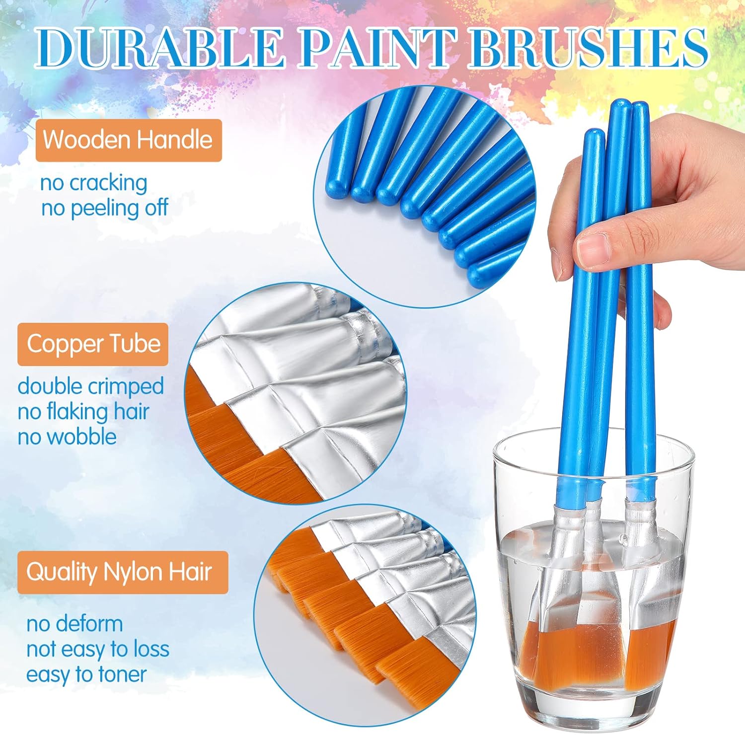 120 Pieces 1 Inch Flat Paint Brushes Acrylic Paint Brush Artist Craft Paint Brushes Watercolor Small Brush Bulk Painting Brush Art Detail Oil Brush