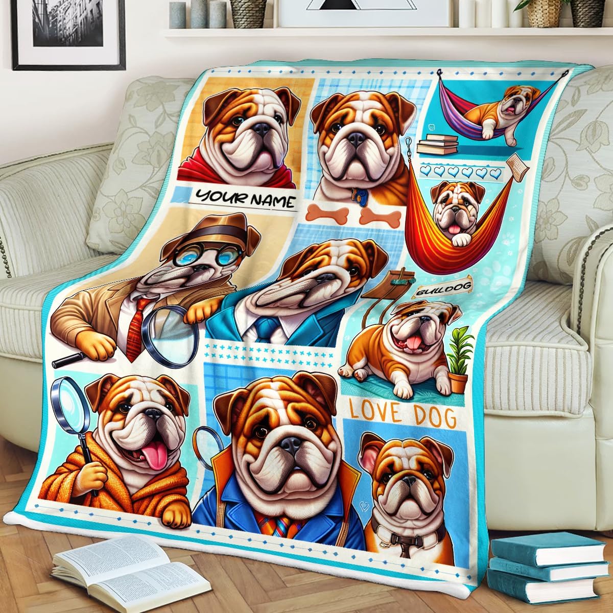 Zhamlixes Store – Manta de forro polar personalizada con diseño de perro de bulldog y perro bueno, 3 tamaños, manta de bulldog francés (Bulldog)