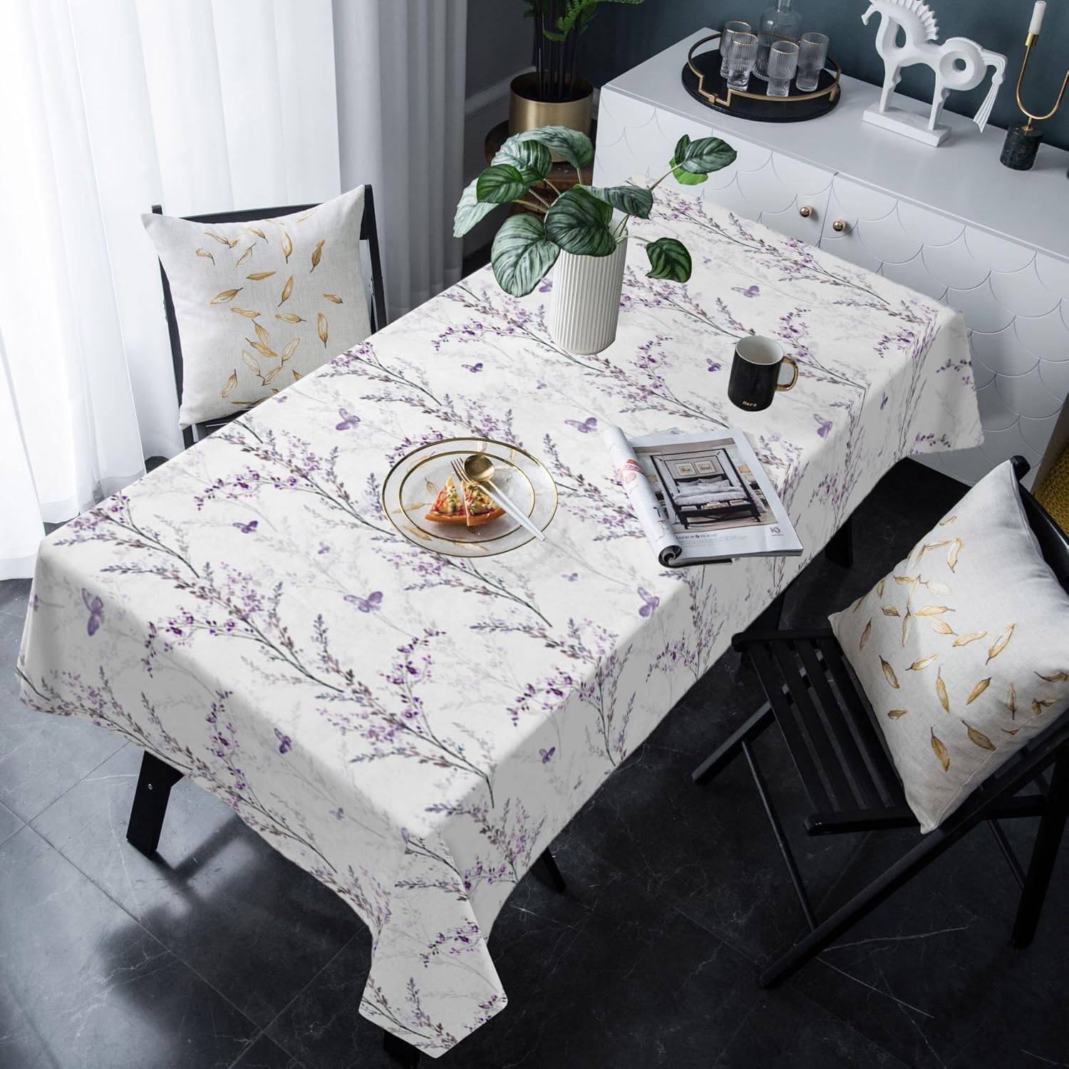 Mantel impermeable floral, mantel decorativo lavable para cocina, comedor, vacaciones, picnic al aire libre, manteles rectangulares de 60 x 120