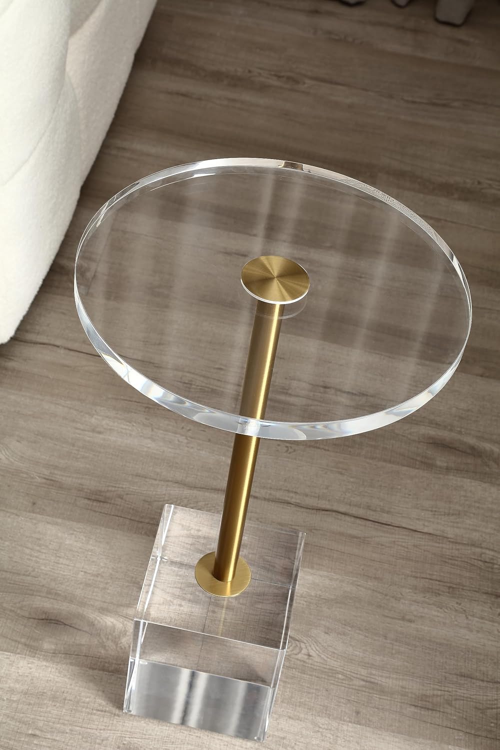 Mesa auxiliar de acrílico transparente, mesa auxiliar, para sala de estar, 13.5 x 13.5 pulgadas, 23 pulgadas de alto
