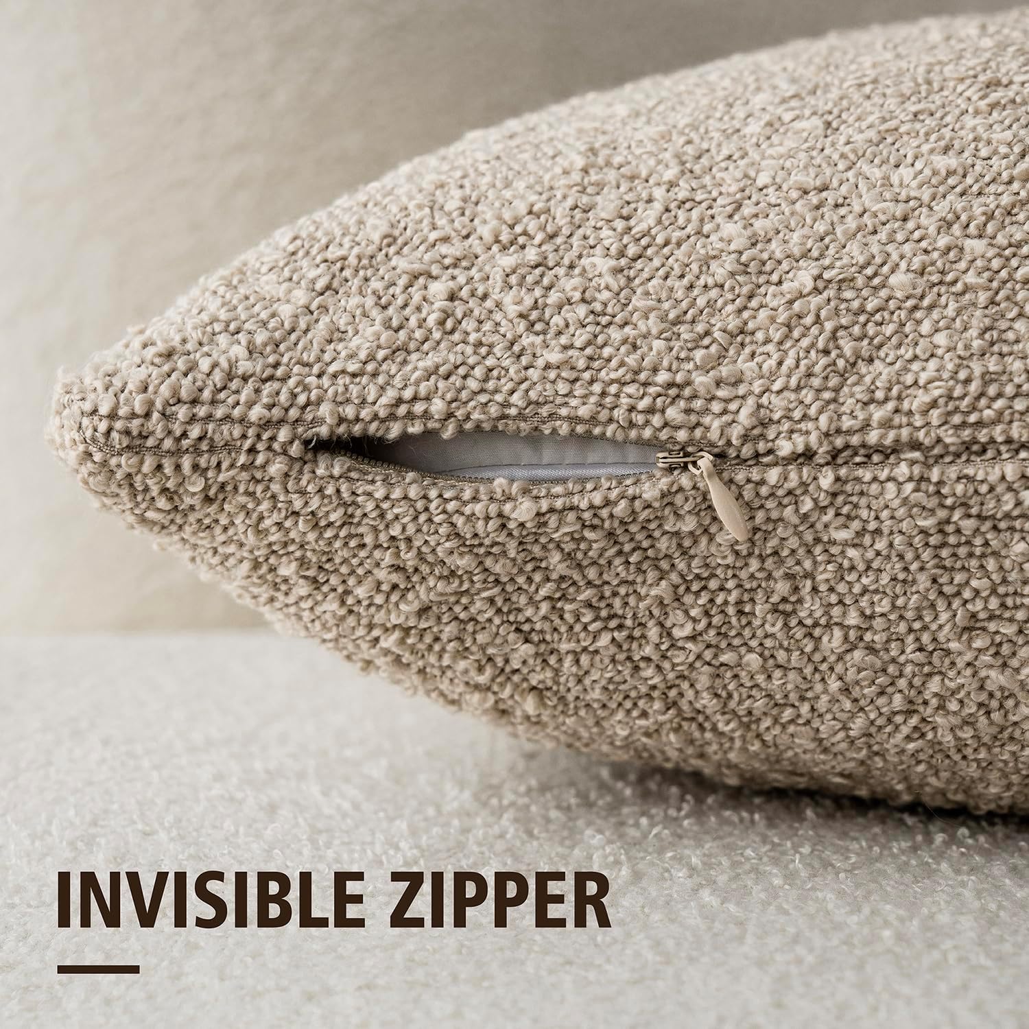 Foindtower Paquete de 2, 20 x 20 pulgadas, fundas de almohada decorativas con textura de boucle, fundas de almohada sólidas, acogedoras y suaves