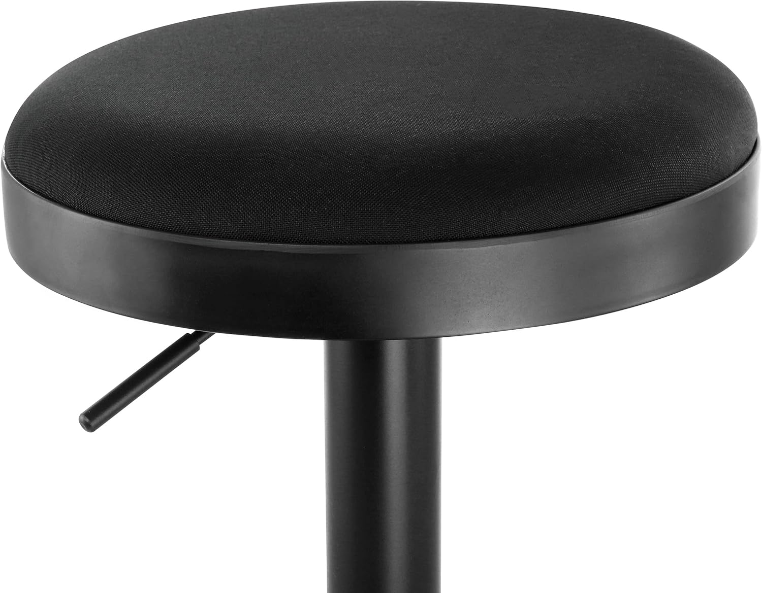 Elama Taburete de bar de tela ajustable sin respaldo de 2 piezas en negro con base negra, (ELM-7229)