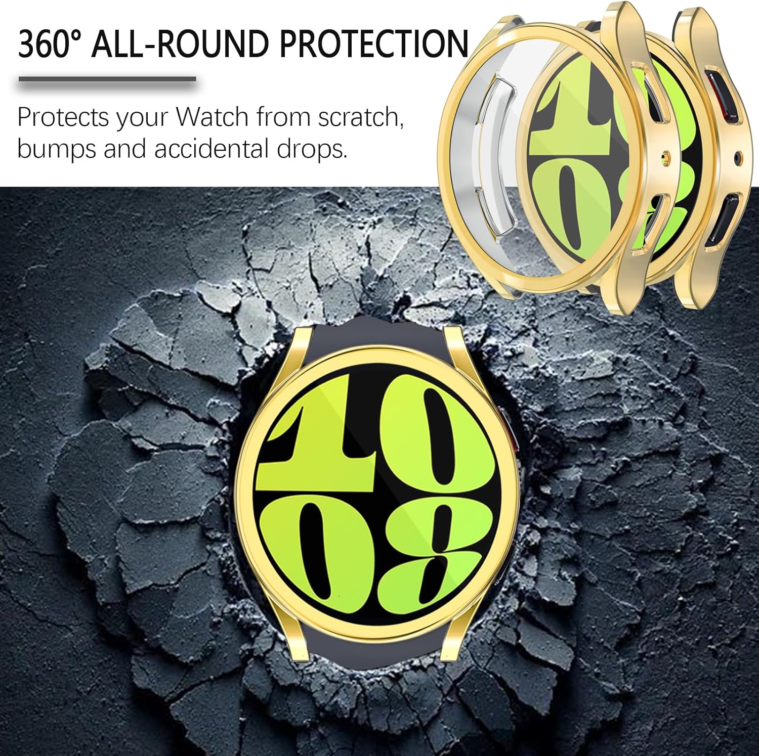 Wugongyan Funda protectora de pantalla compatible con Samsung Galaxy Watch 6 de 1.575 pulgadas, 1.732 pulgadas, flexible y suave, TPU en todo el