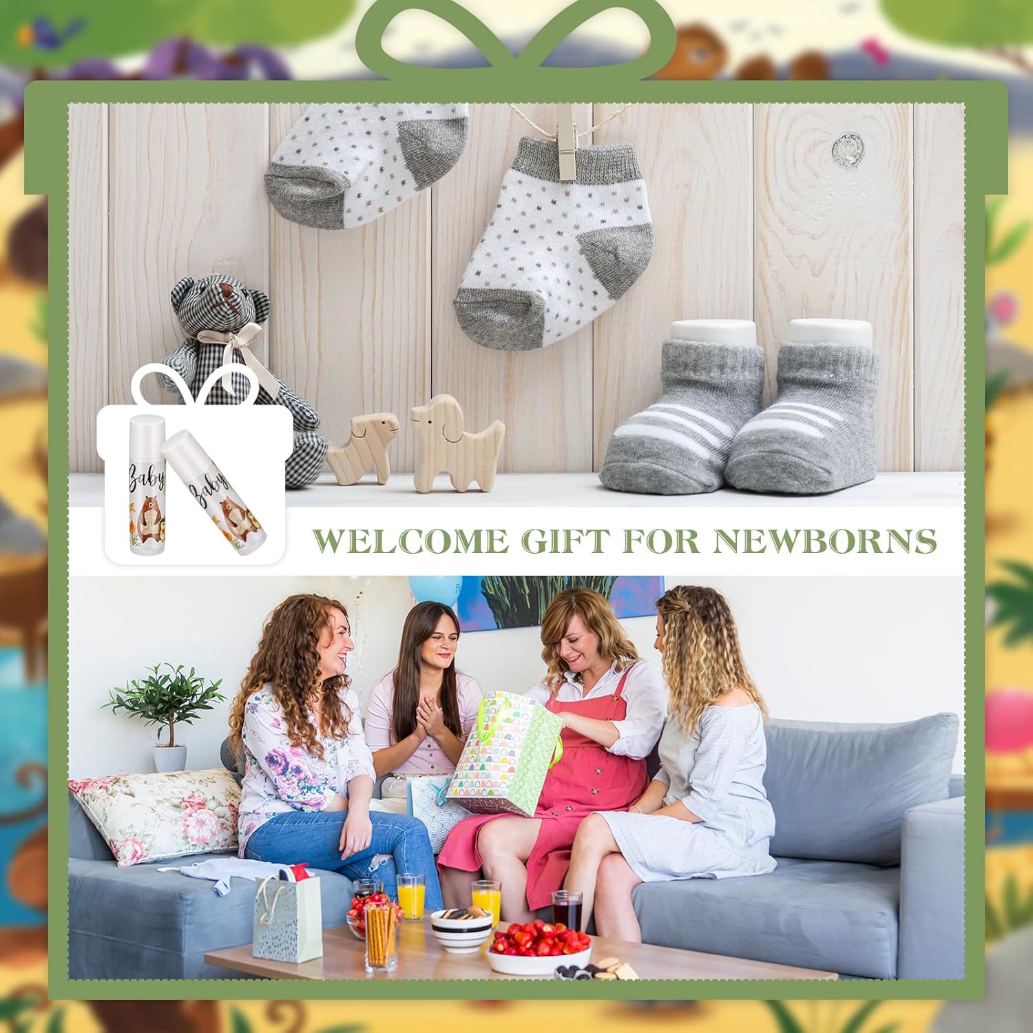 Fumete Paquete de 50 bálsamos labiales a granel de animales del bosque, regalos de fiesta de baby shower, regalos para invitados, niños y niñas,