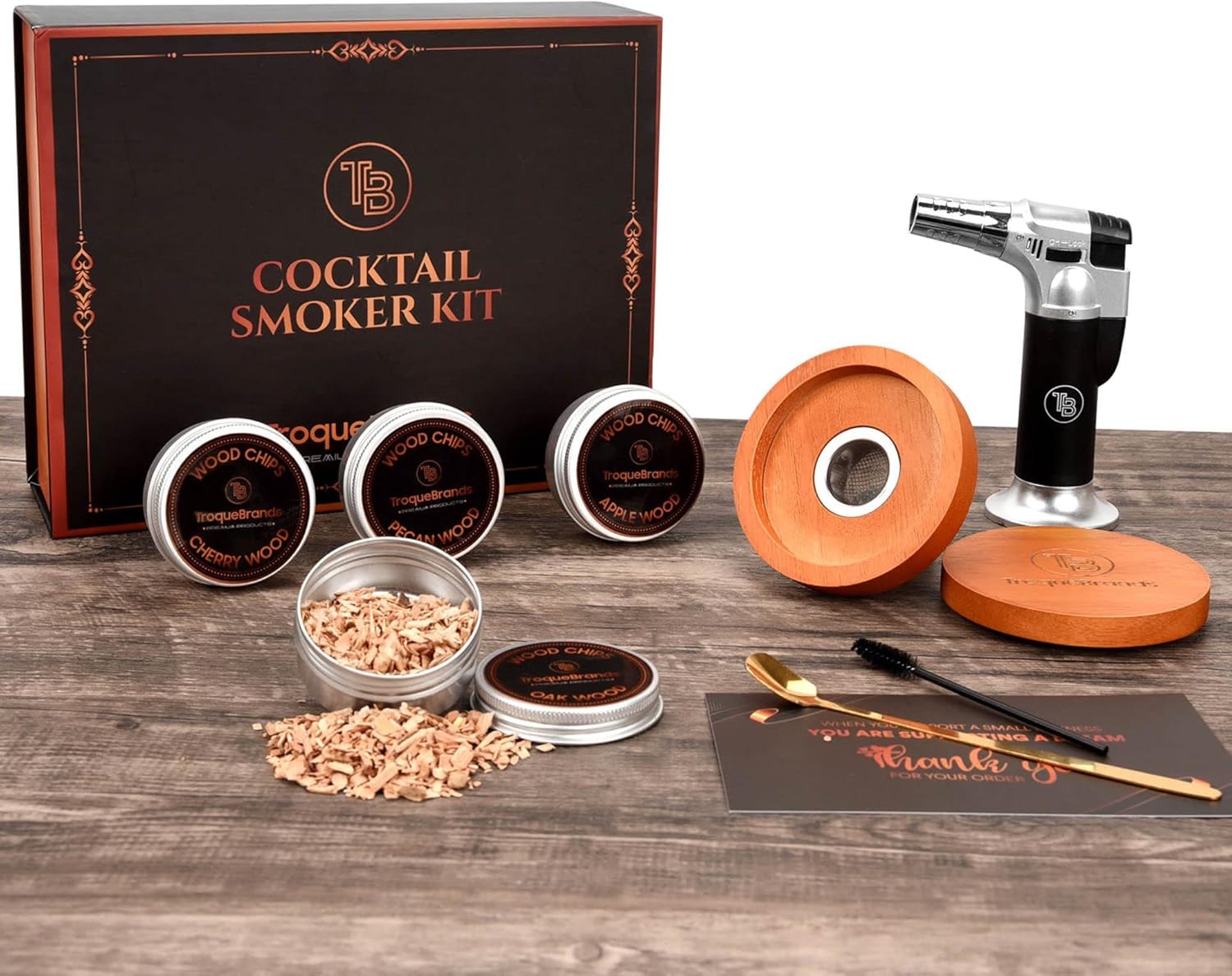 Troque Brands – Kit de ahumador de cóctel con virutas de madera de 4 sabores, gran regalo para los amantes del whisky, kit de cóctel para fumar,