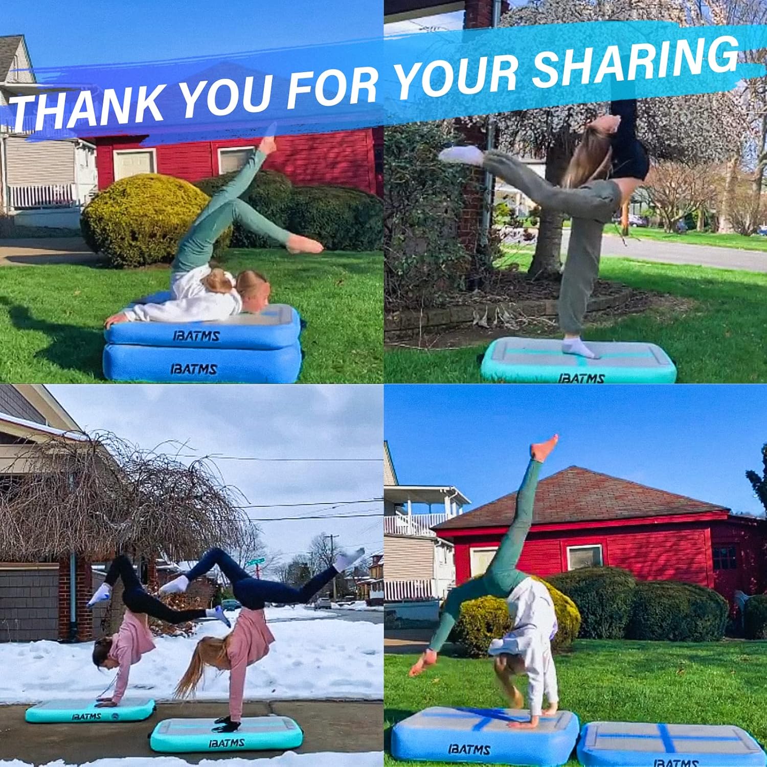 IBATMS – Colchoneta inflable de gimnasia de 10, 13, 16, 20 pies, para entrenamiento de gimnasia, uso doméstico, animadoras, yoga, agua