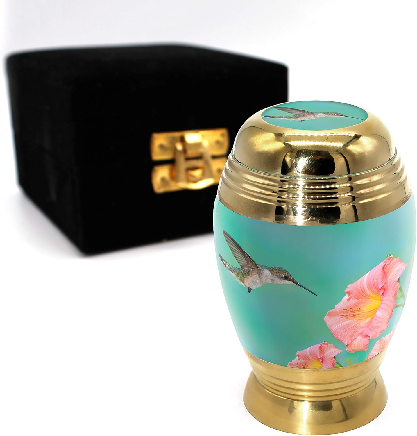 Urnas de recuerdo de colibrí para cenizas humanas con caja de regalo de terciopelo para recuerdos de cremación para cenizas, juego de 4