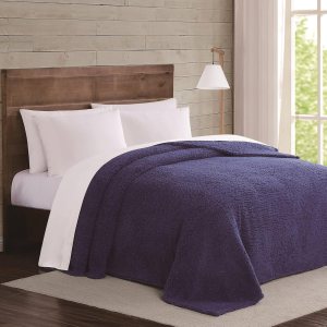 Brooklyn Loom Manta Sherpa de malvavisco, FullQueen, azul marino Brooklyn Loom Manta Sherpa de malvavisco, FullQueen, azul marino