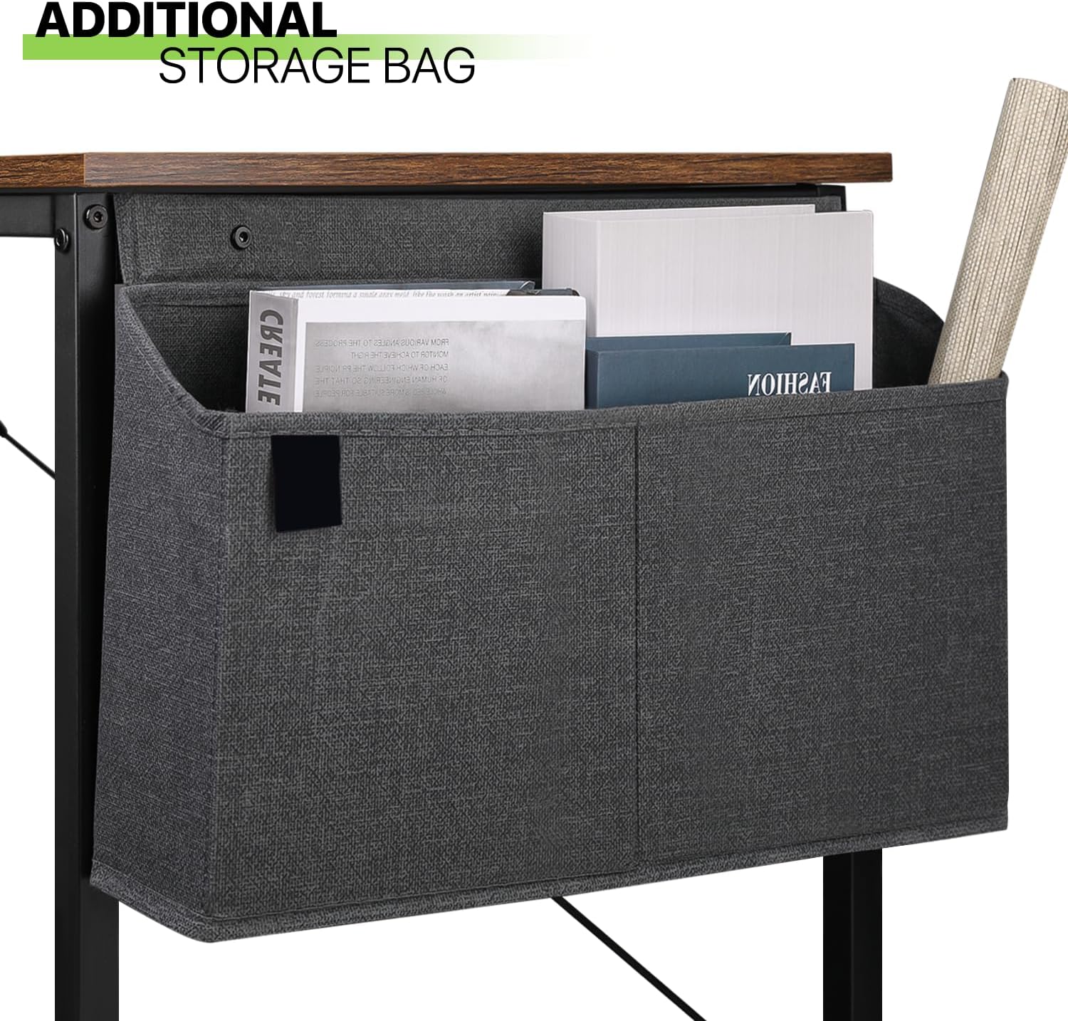 Magshion Escritorio simple de computadora de 32 pulgadas, mesa de estudio moderna para estudiantes con bolsa de almacenamiento para el hogar,
