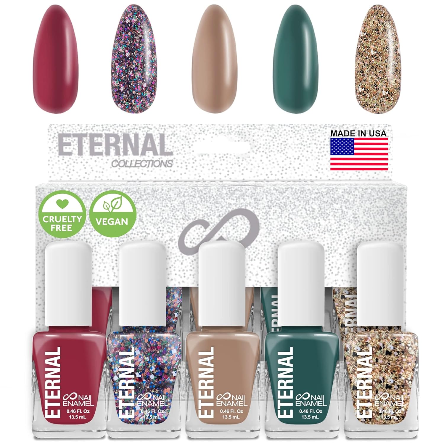 Eternal Juego de esmaltes de uñas con purpurina para mujer (CHEERS)  Juego de esmalte de uñas dorado para niñas  Kit de esmalte de uñas de larga