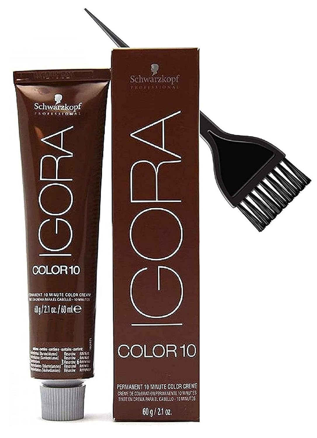 IGORA COLOR10 – Coloración permanente para el cabello en crema de 10 minutos (con cepillo de tinte elegante), color 10 Ten tinte en crema para el
