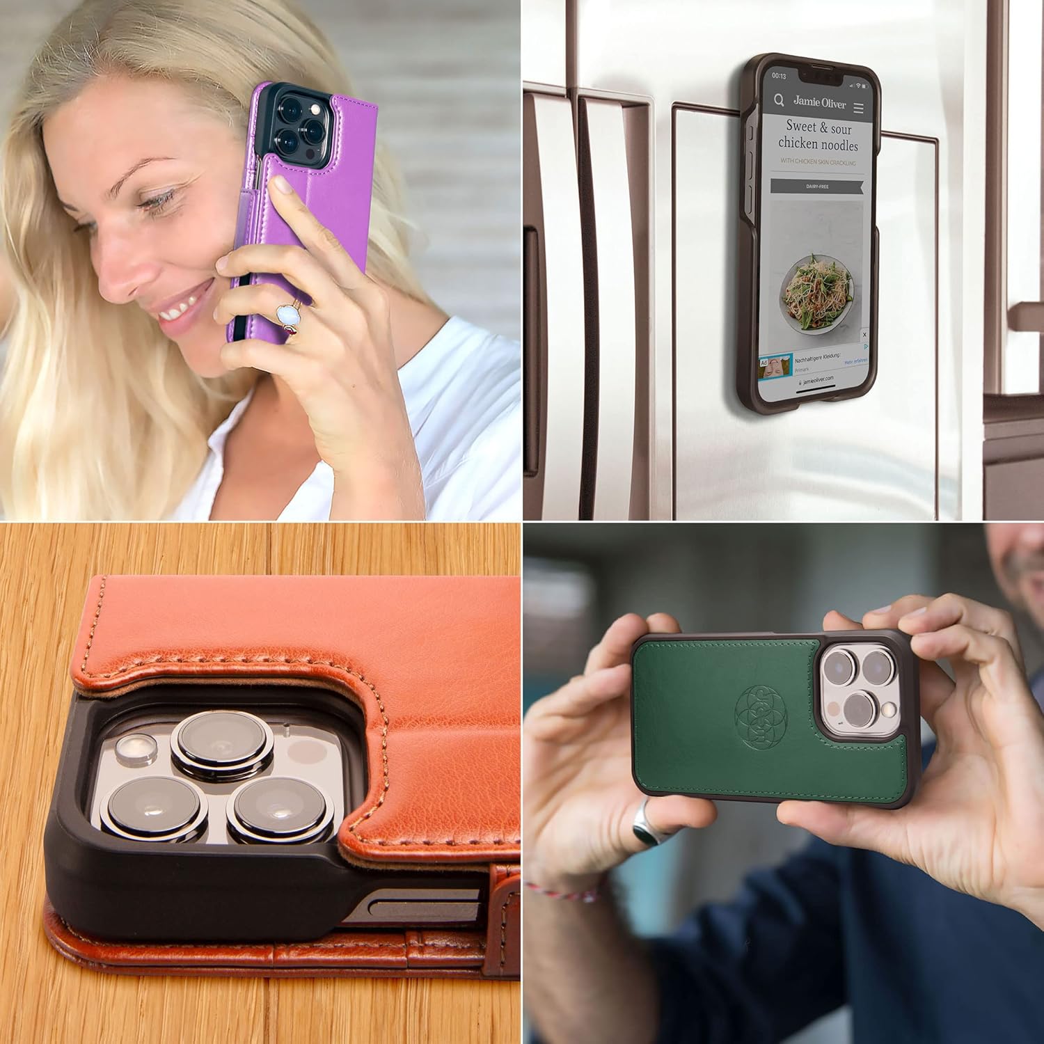 Dreem Fibonacci – Funda tipo cartera para iPhone 15 Pro Max  Funda 2 en 1 a prueba de golpes y funda desmontable de piel vegana, compatible con