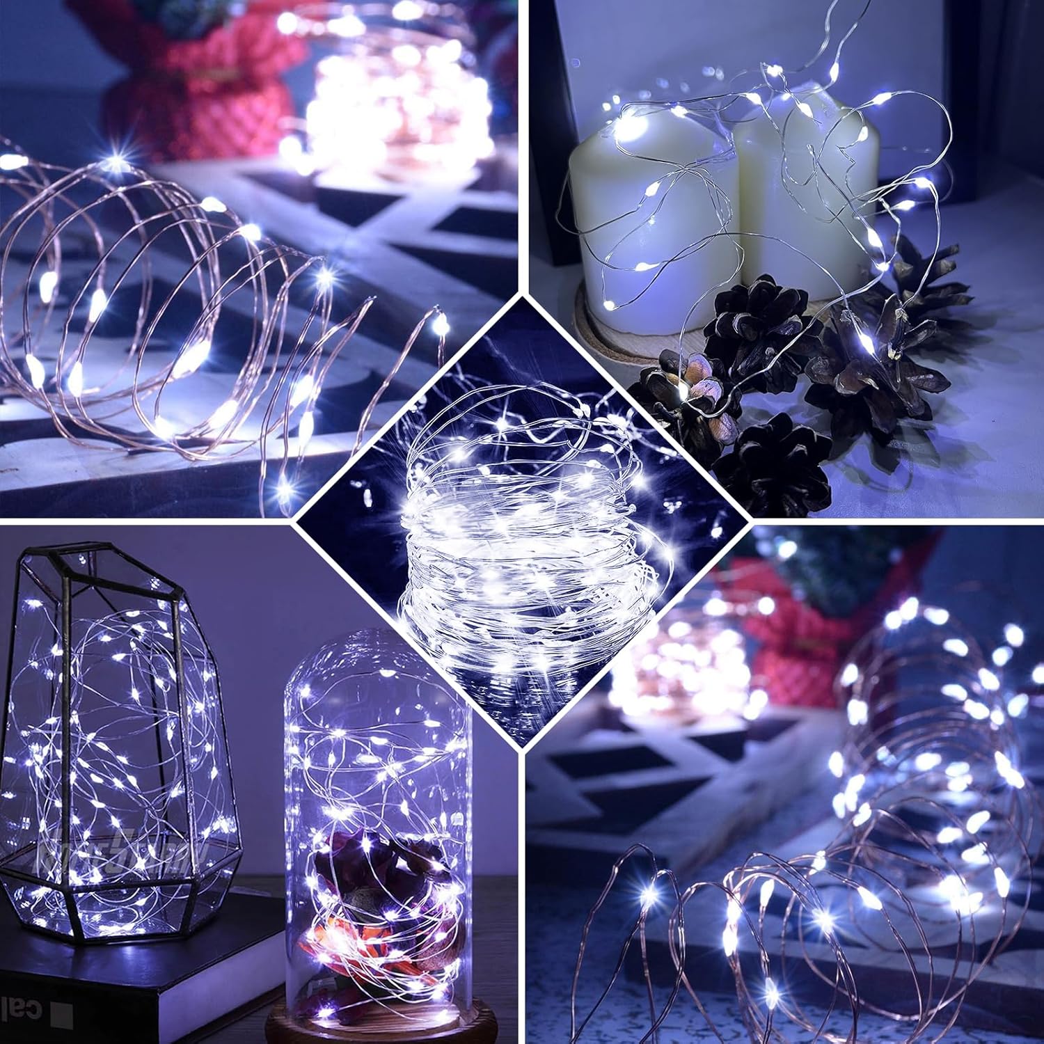 chzk Paquete de 12 luces de hadas de 7 pies, 20 luces LED parpadeantes, funciona con pilas, luces impermeables de luciérnaga estrellada, luces de