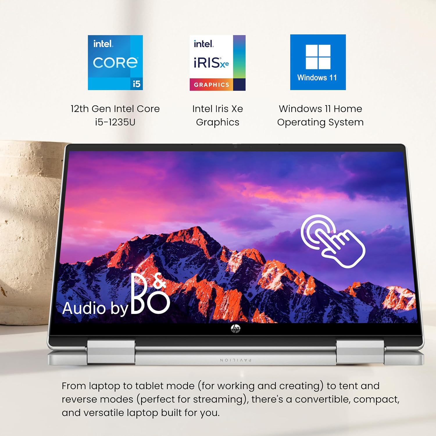 HP Pavilion x360 – Laptop 2 en 1, pantalla táctil FHD de 14 pulgadas, Intel 10-Core i5-1235U (Beat i7-1195G7), 8 GB de RAM – SSD de 1 TB, lápiz