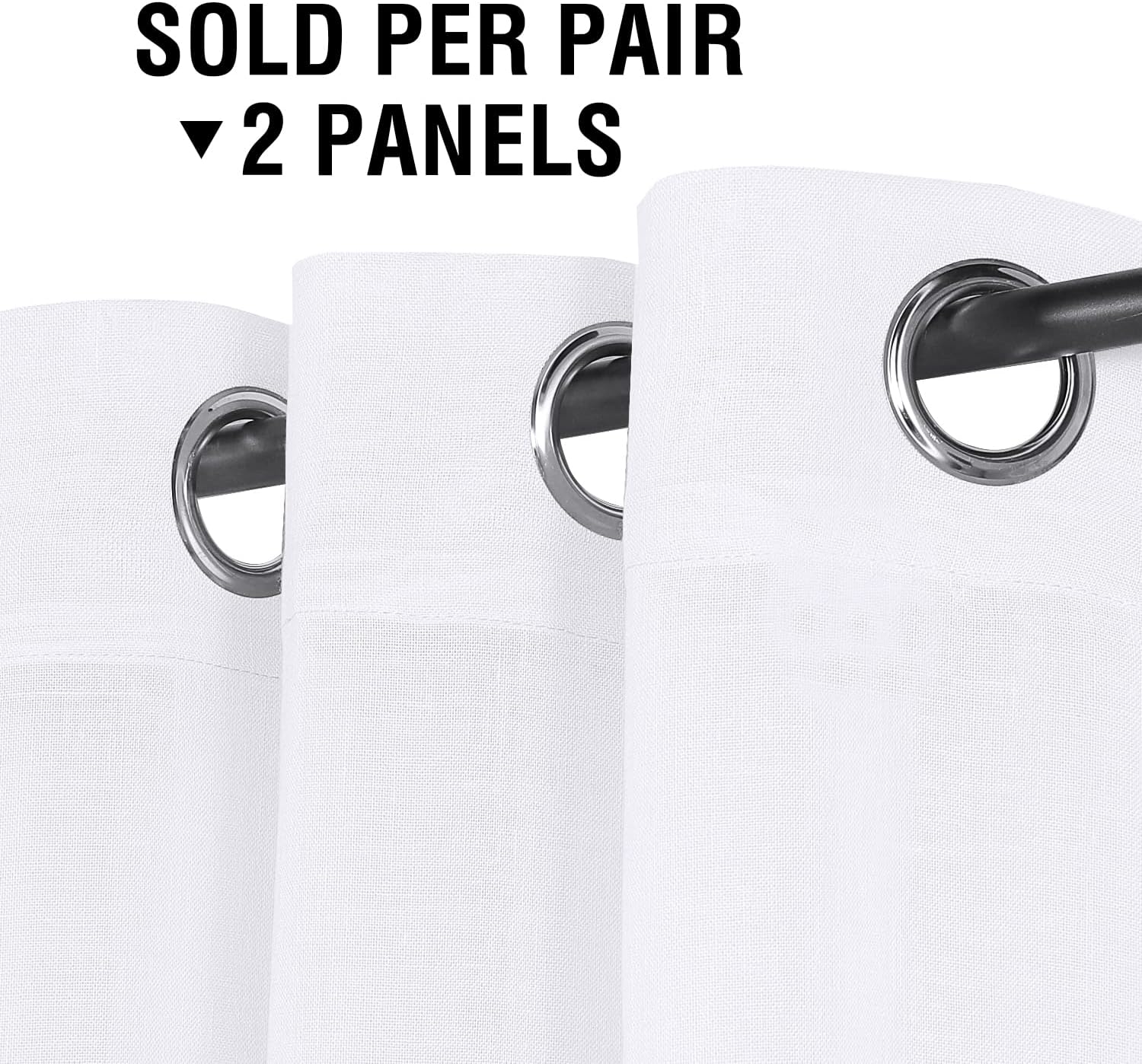 H.VERSAILTEX Cortinas traslúcidas de lino blanco puro de 72 pulgadas de largo con ojales en la parte superior, cortinas traslúcidas de mezcla de