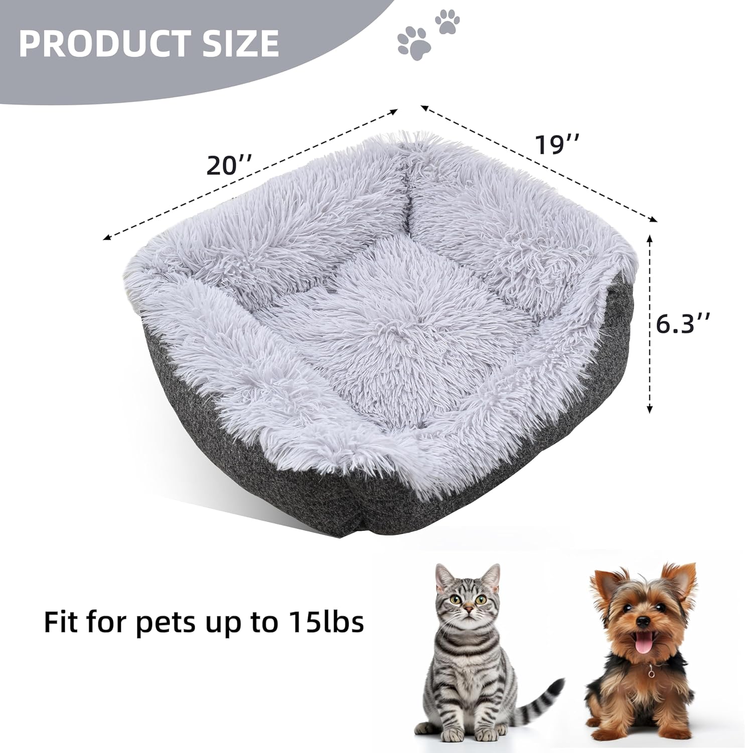 Aalklia Cama para gatos en interiores, sofá calmante, lavable, suave, cálido, esponjoso, con parte inferior antideslizante, gris, 20 x 19 x 6