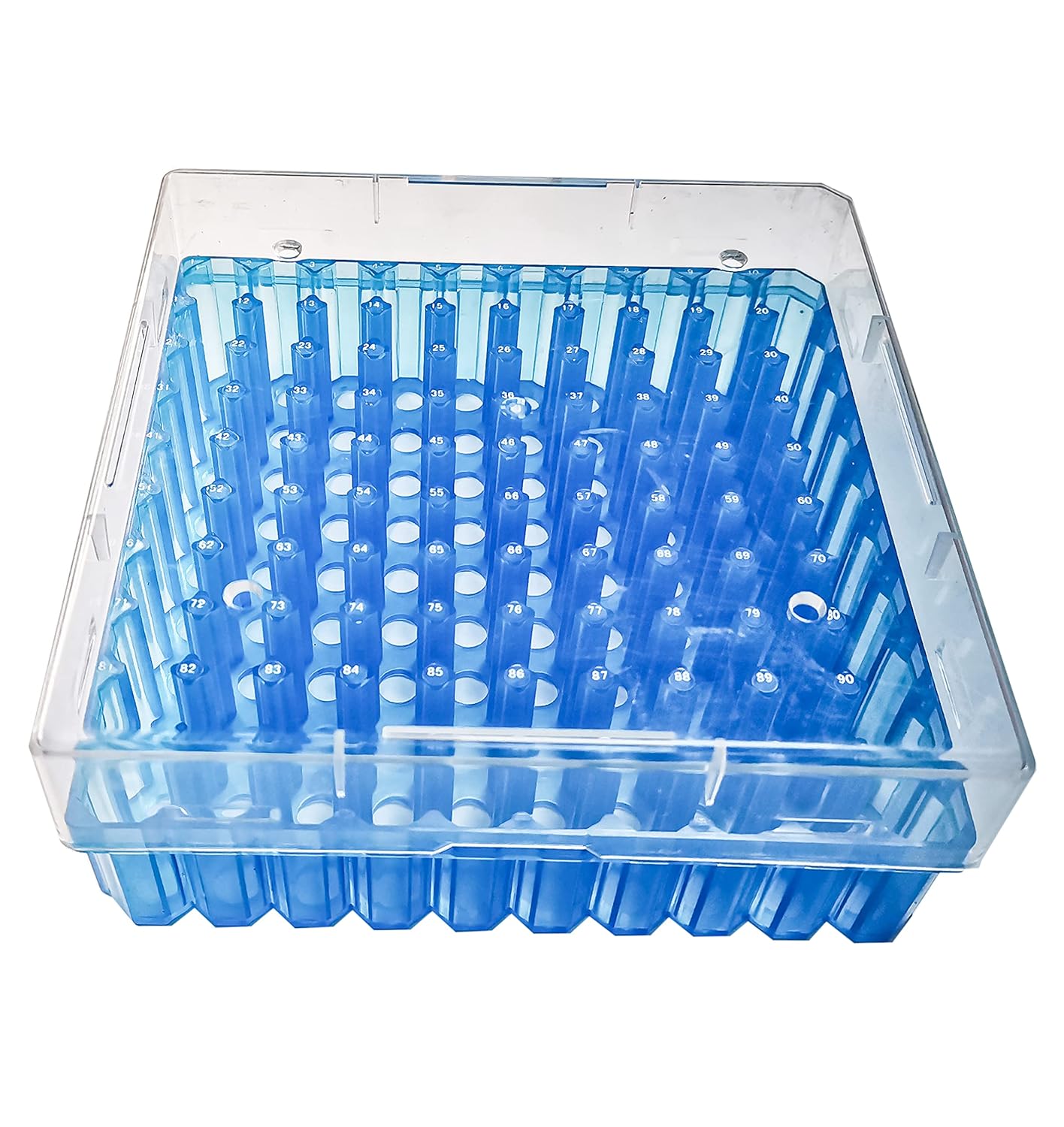 100 posiciones Cryobox con tapa para tubos de 0.1 fl oz, caja Cryo para viales de 0.1 fl oz, caja de almacenamiento para congelador, matriz de 10 x