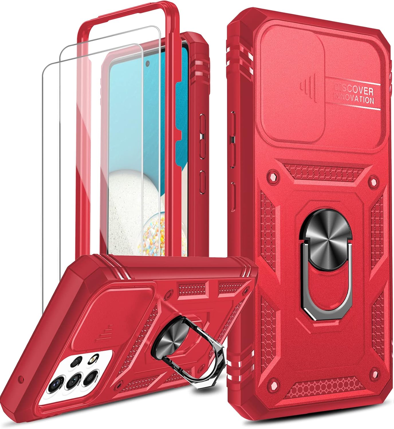 LeYi Funda para Samsung A53 5G Galaxy A53 5G con cubierta deslizante para cámara + 2 paquetes protector de pantalla, funda protectora de cuerpo