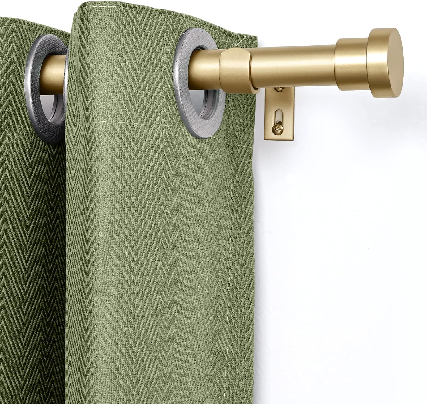 Briofox Barras de cortina de oro para ventanas de 66 a 120 pulgadas, barra de cortina ajustable resistente de 1 pulgada con remates decorativos