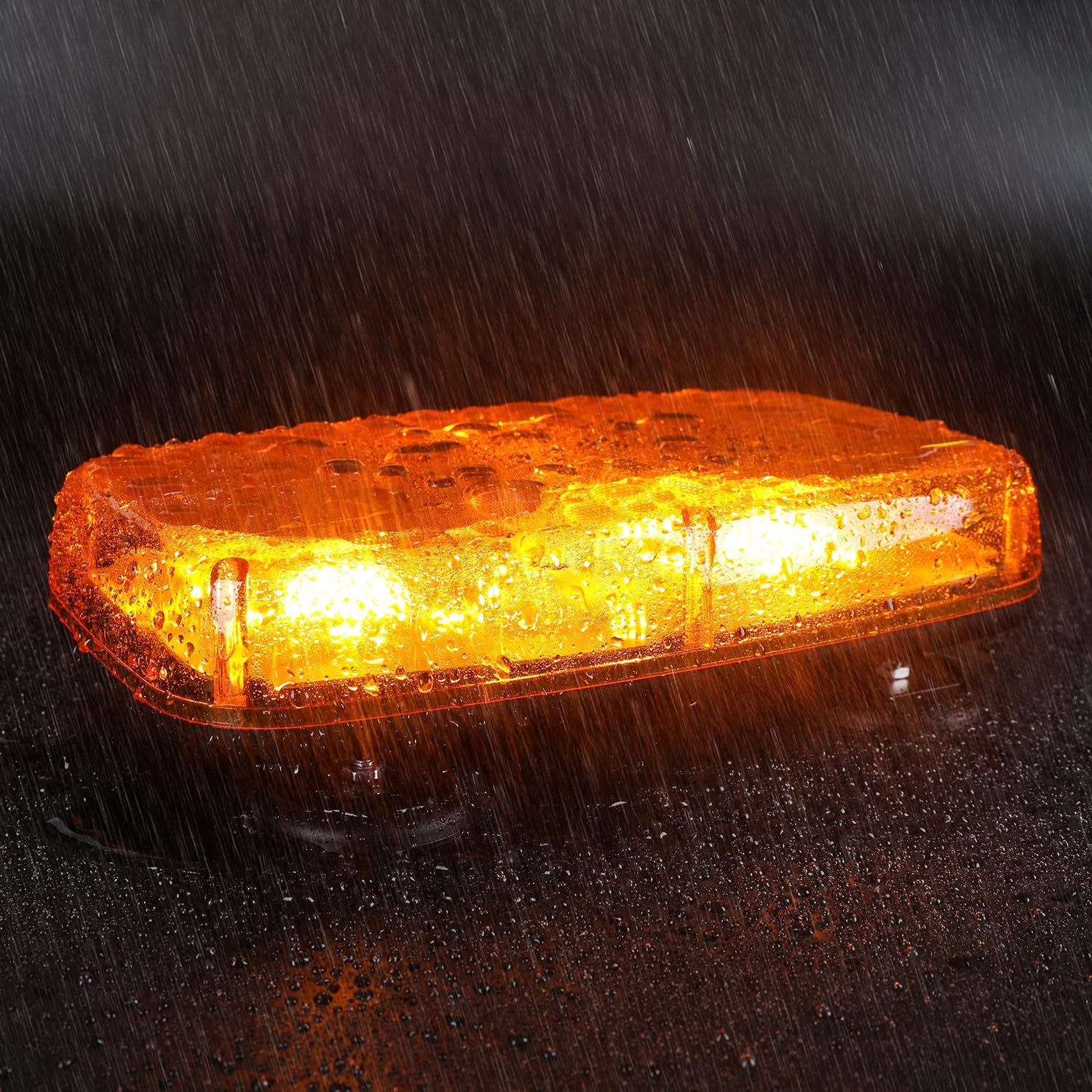 RONSTA Luces estroboscópicas LED de emergencia en el techo, 12V-24V ámbar 48 luces LED intermitentes de seguridad con magnético y cable recto de 16