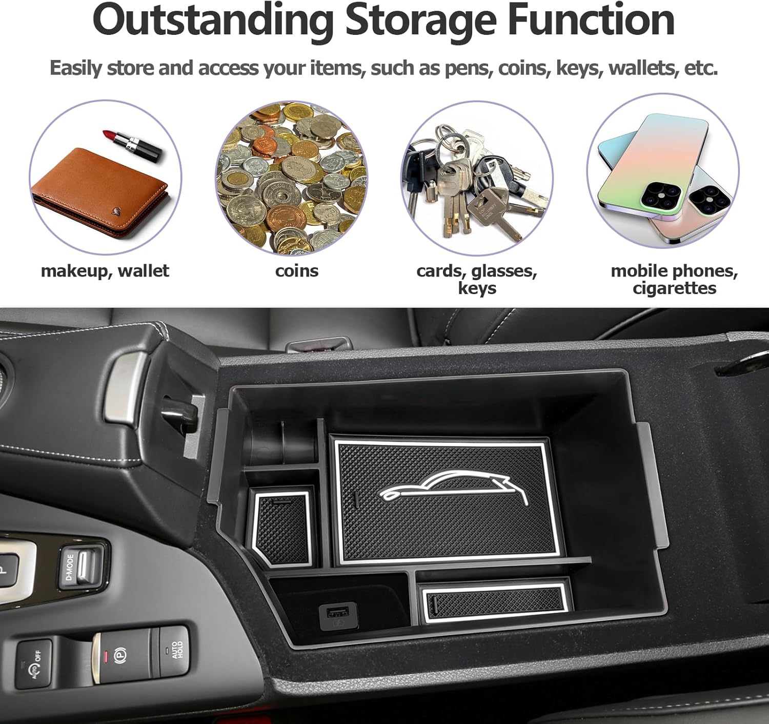 LUWU 2023 2024 Infiniti QX50 QX55 Organizador de consola central, caja de reposabrazos, organizador de reposabrazos 2018-2024 QX50 Bandeja de